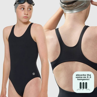 Eltee Sydney period swimwear for girls 8-10 Period One-Piece Sport Swimsuit for Girls