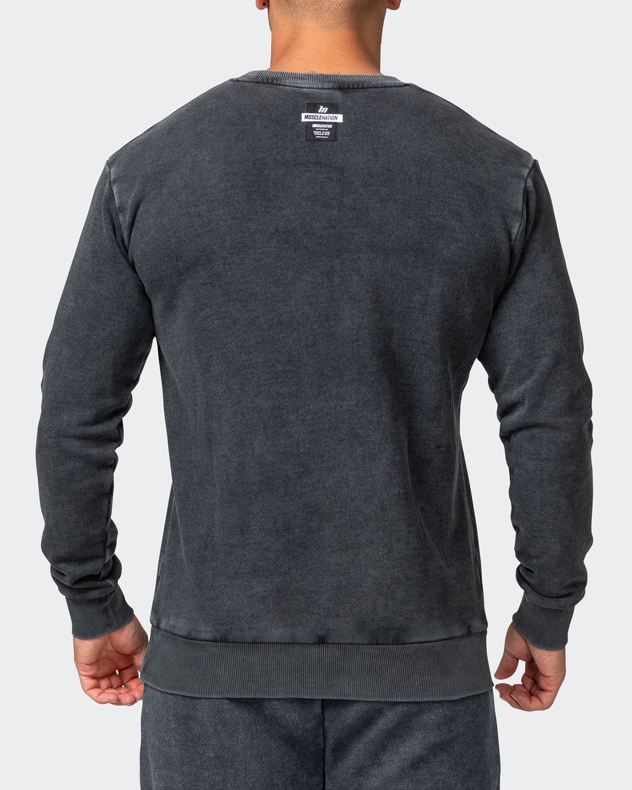 musclenation Mens Classic Vintage Pullover - Washed Black