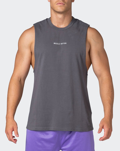 musclenation Tank Tops Ease Drop Arm Heavy Vintage Tank - Washed Alloy