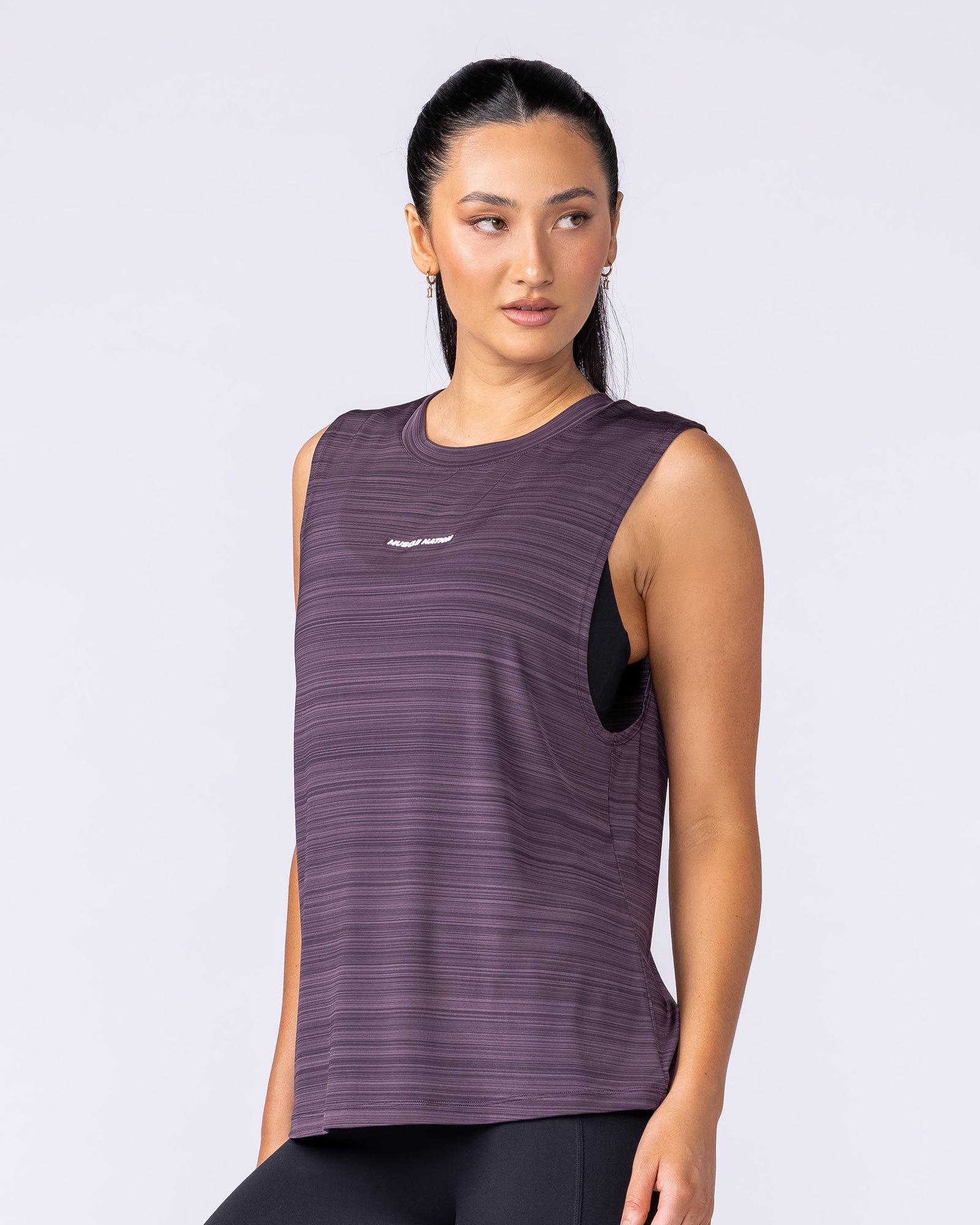 Active Drop Arm Training Tank Midnight Plum - Muscle Nation women's tank top, view 3