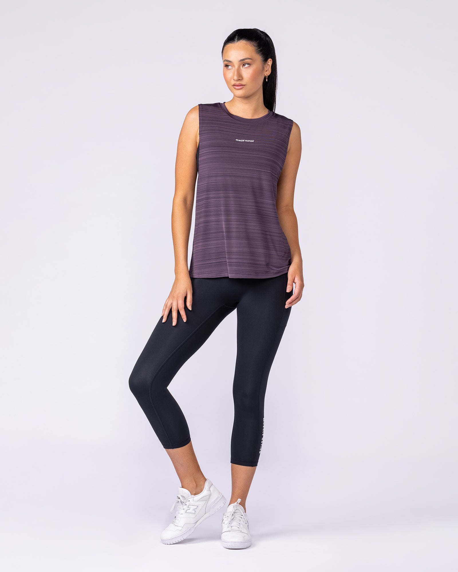 Active Drop Arm Training Tank Midnight Plum - Muscle Nation women's tank top, view 5