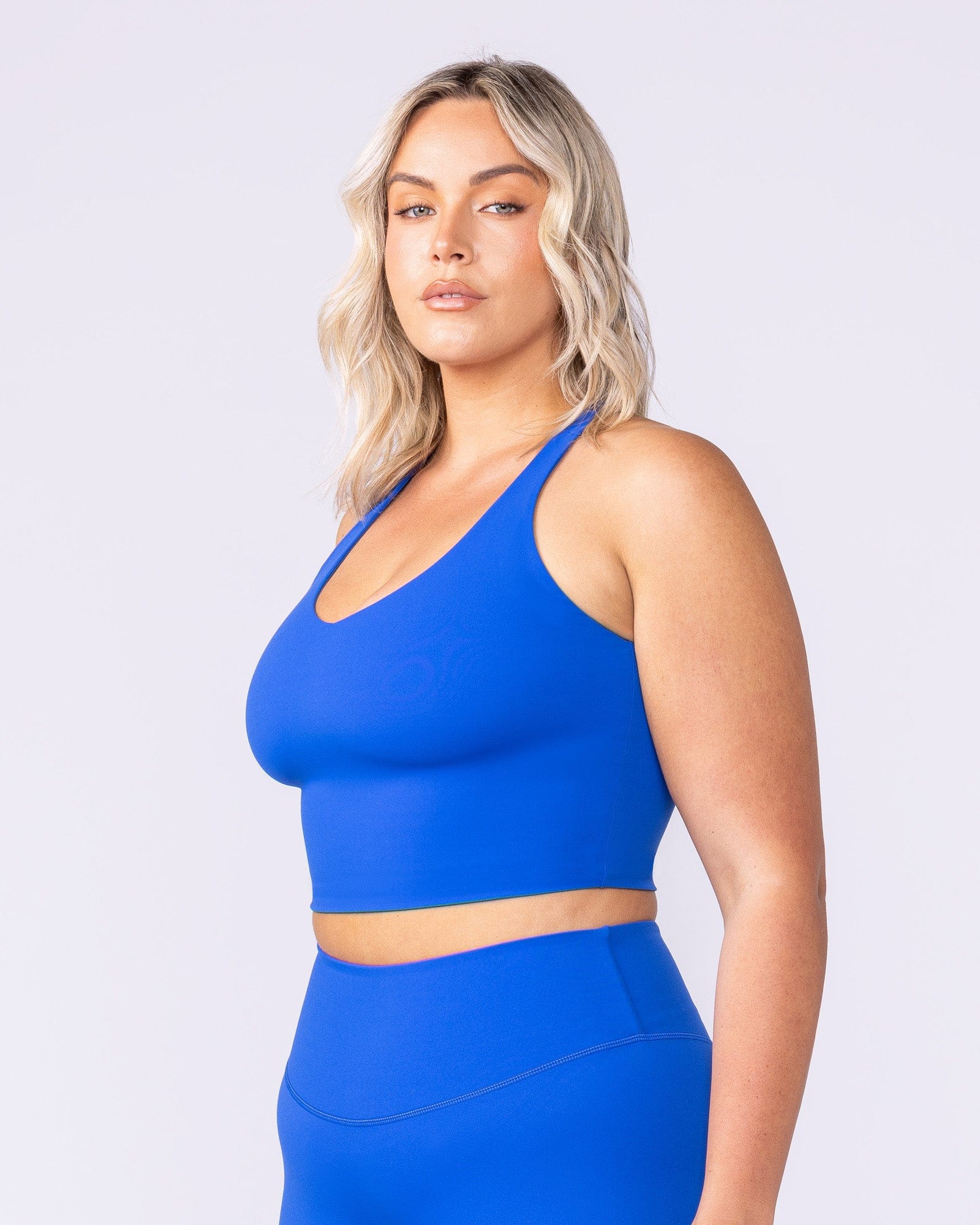 Active Form Cropped Tank Bondi Blue - Muscle Nation women's tank top, view 3