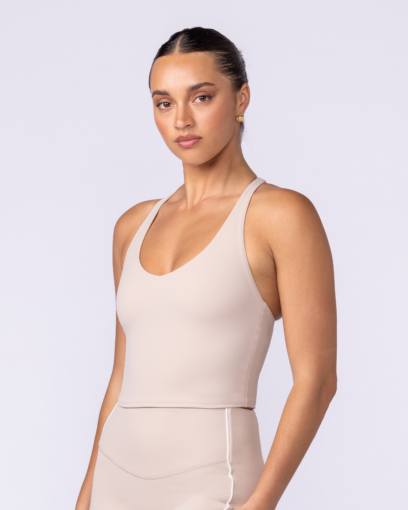 Active Form Cropped Tank Sand - Muscle Nation women's tank top, view 3
