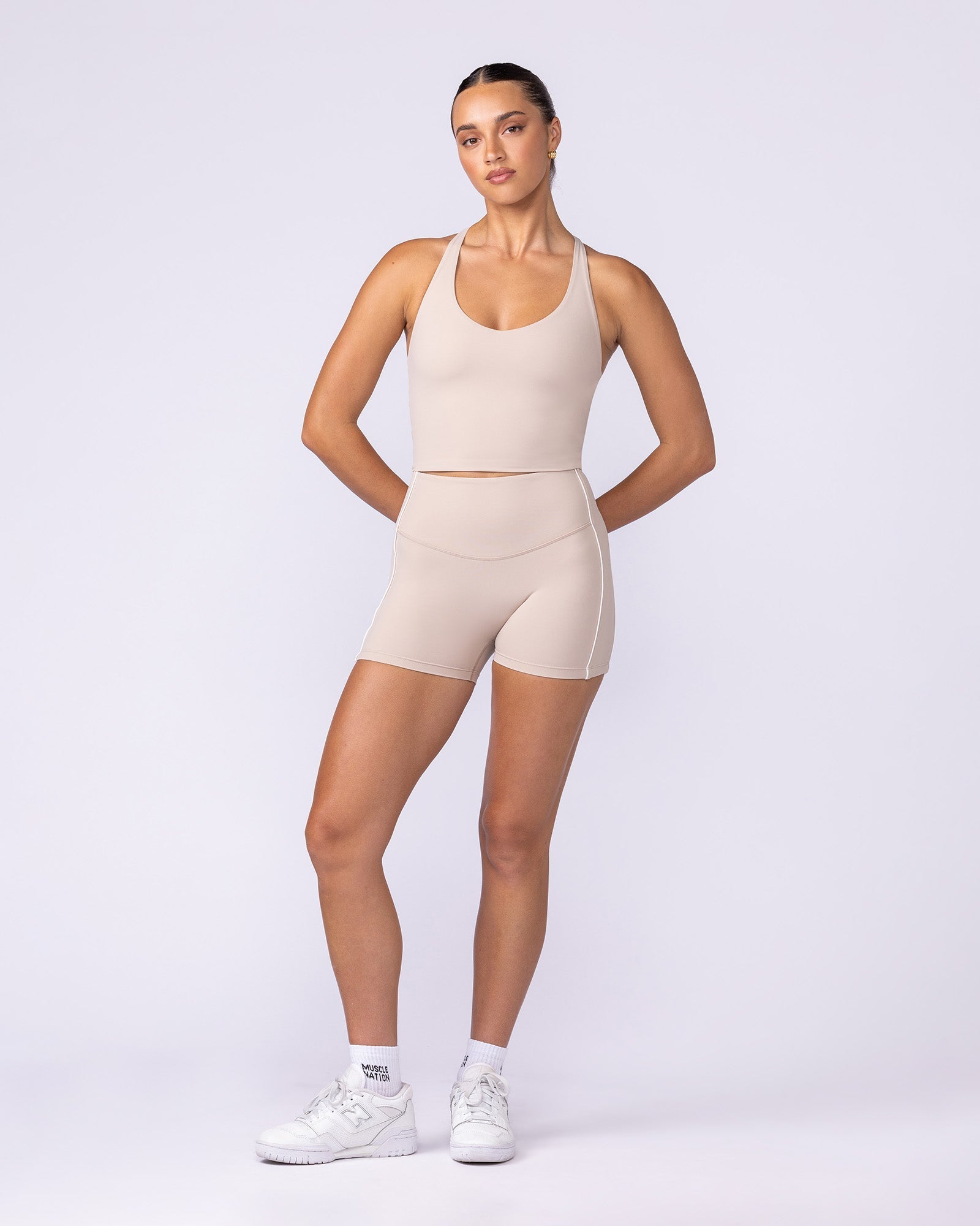 Active Form Cropped Tank Sand - Muscle Nation women's tank top, view 5