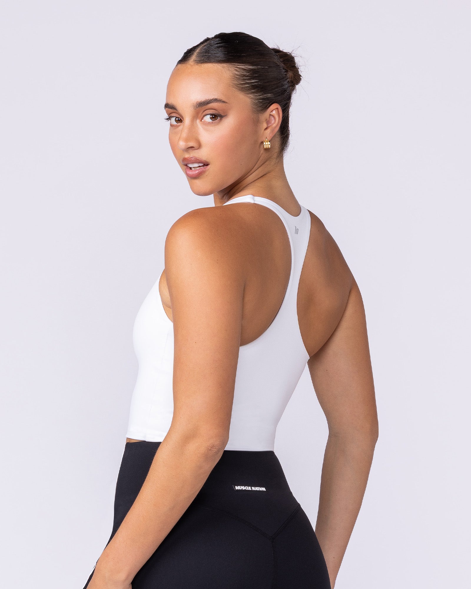 Active Form Cropped Tank White - Muscle Nation women's tank top, view 2