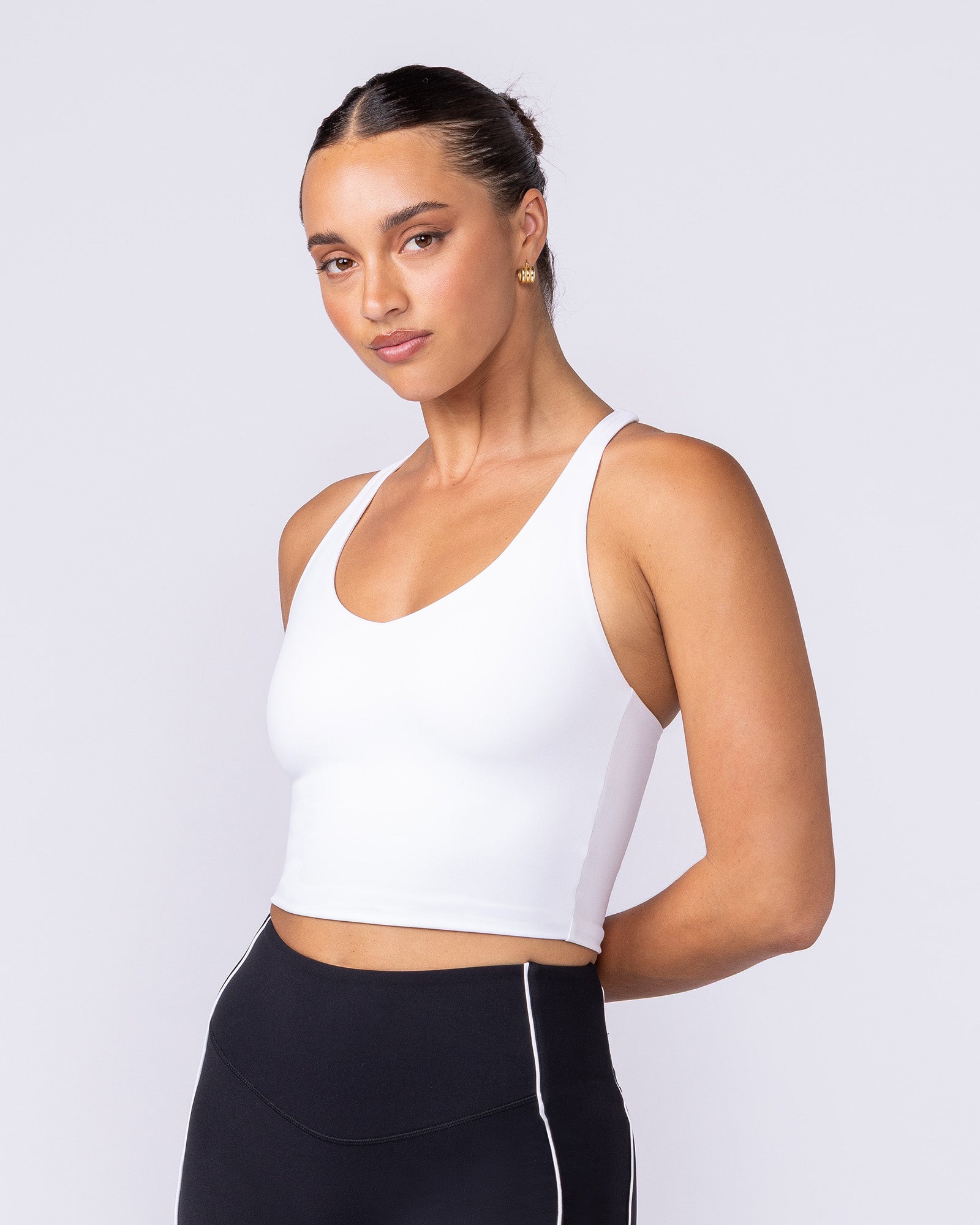 Active Form Cropped Tank White - Muscle Nation women's tank top, view 3
