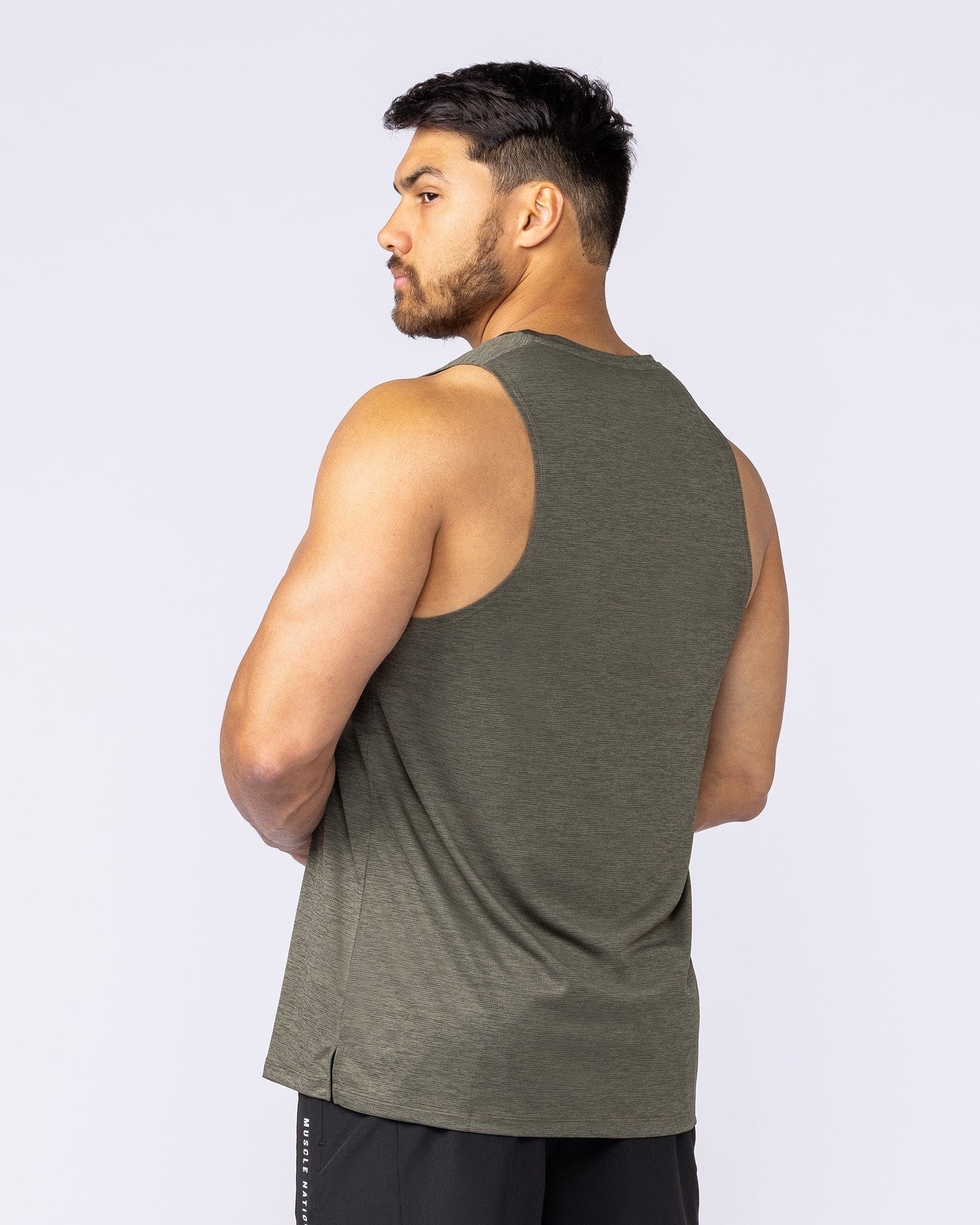 Aero Active Tank Dark Khaki - Muscle Nation men's muscle tank, view 3