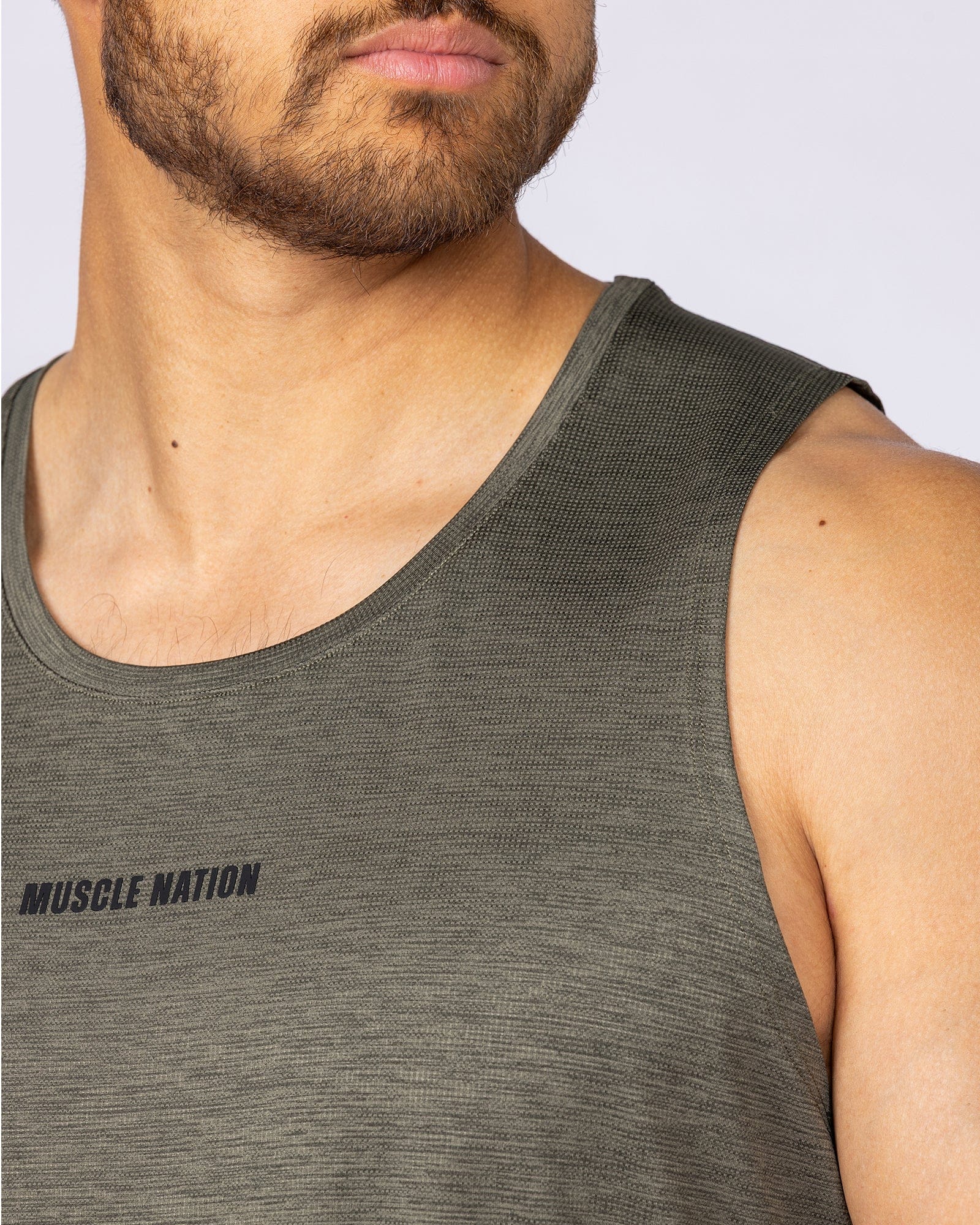 Aero Active Tank Dark Khaki - Muscle Nation men's muscle tank, view 4