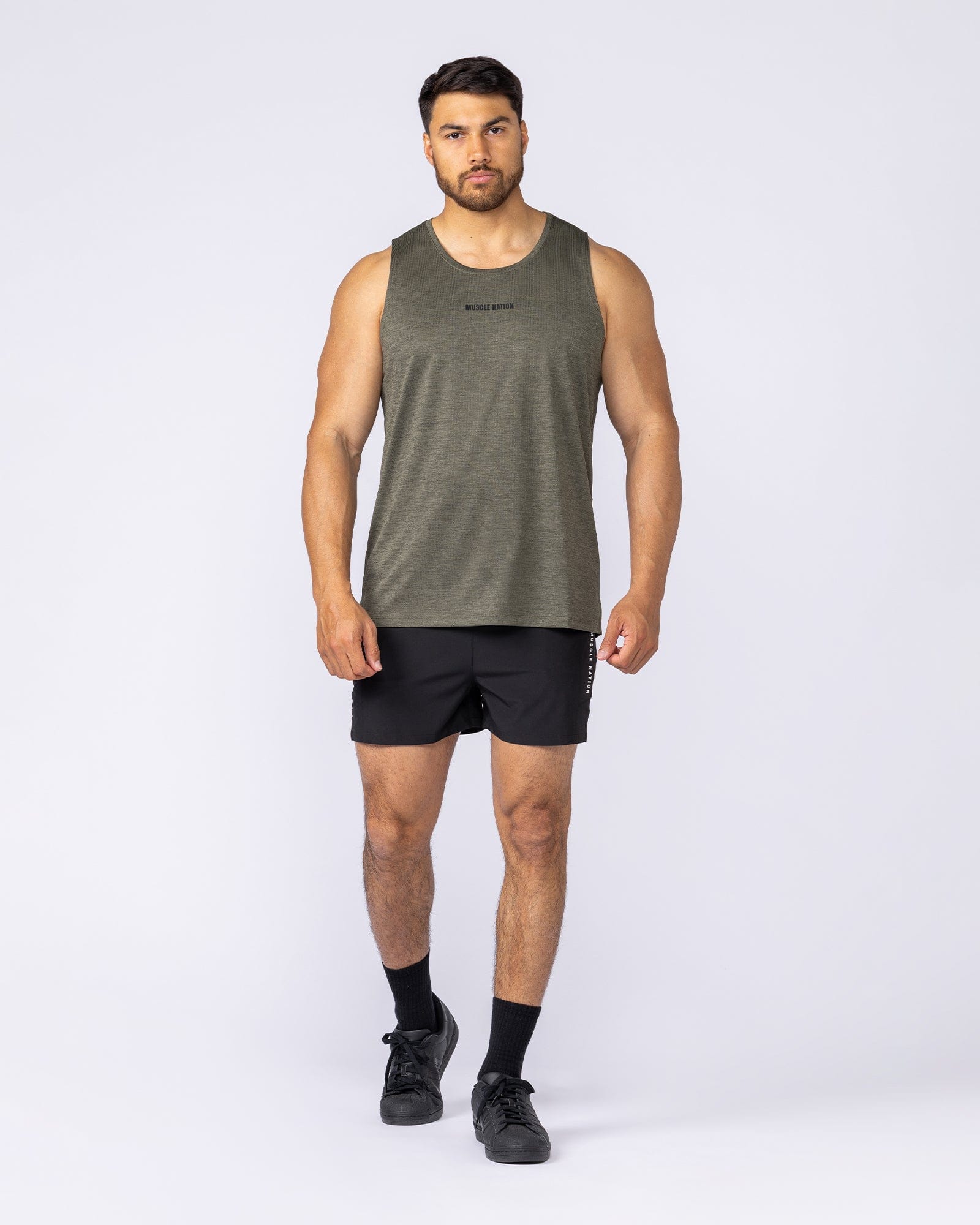 Aero Active Tank Dark Khaki - Muscle Nation men's muscle tank, view 6