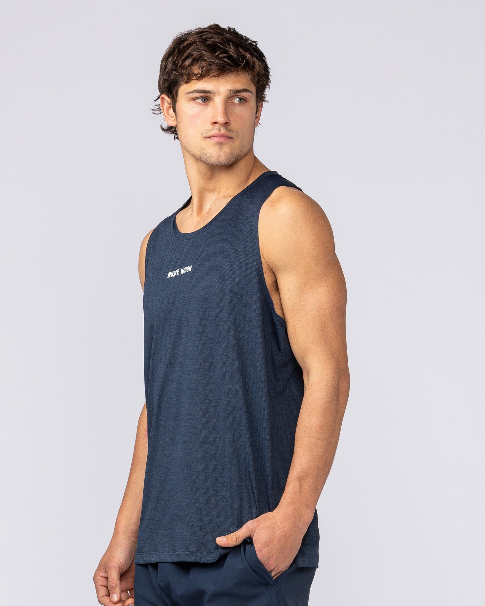 Aero Active Tank Navy - Muscle Nation men's muscle tank, view 3