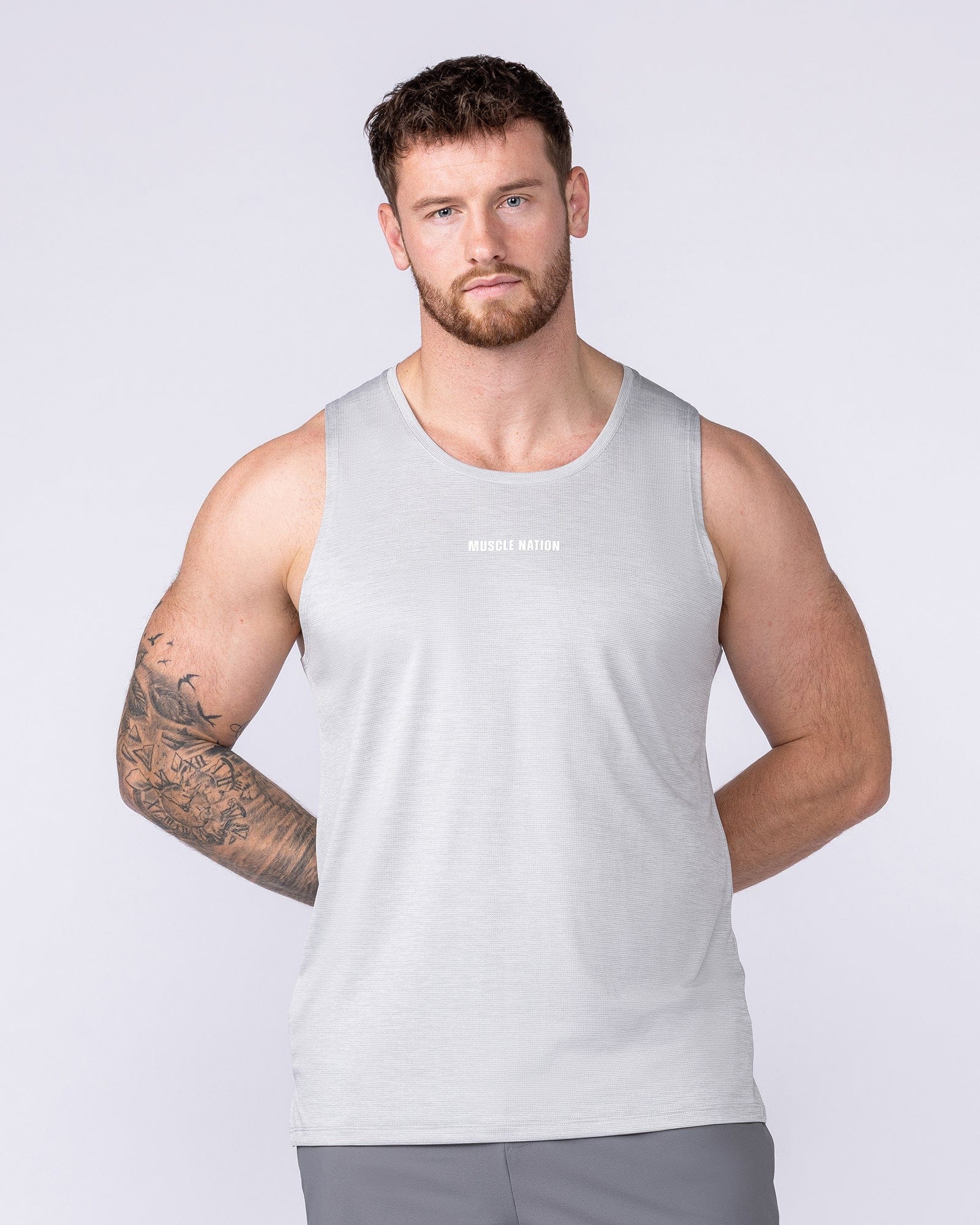 Aero Active Tank Quiet Grey - Muscle Nation men's muscle tank, view 2