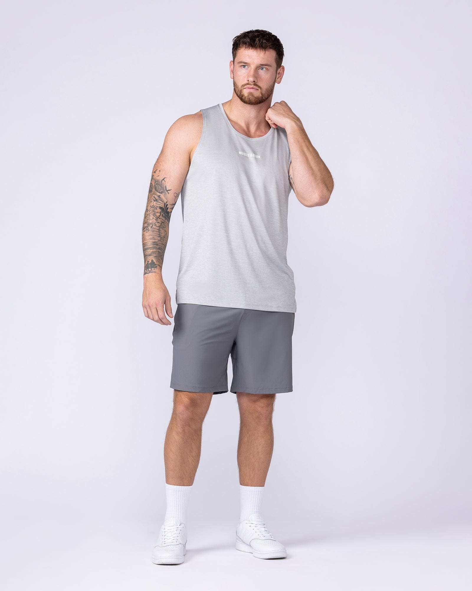 Aero Active Tank Quiet Grey - Muscle Nation men's muscle tank, view 7