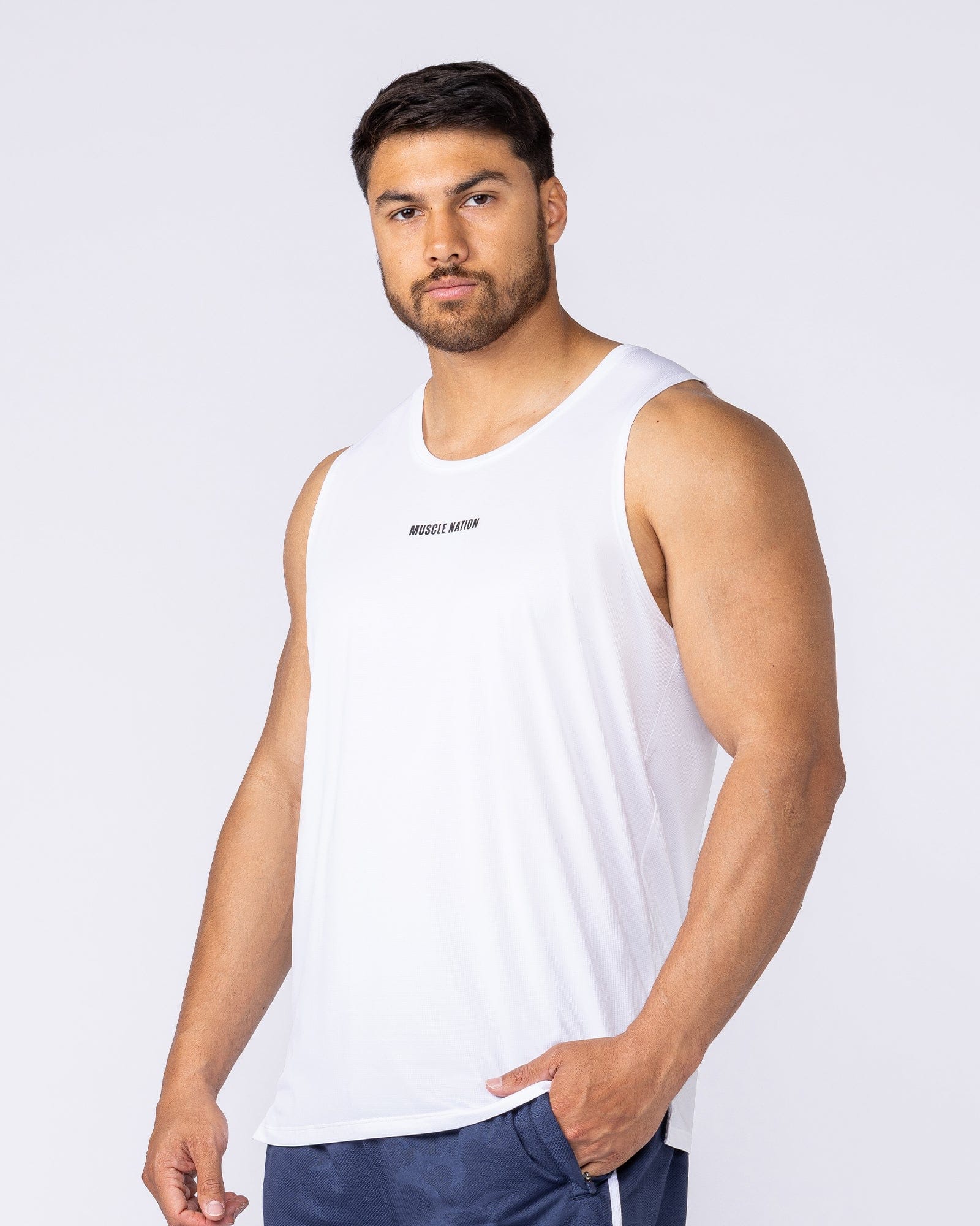 Aero Active Tank White - Muscle Nation men's muscle tank, view 4