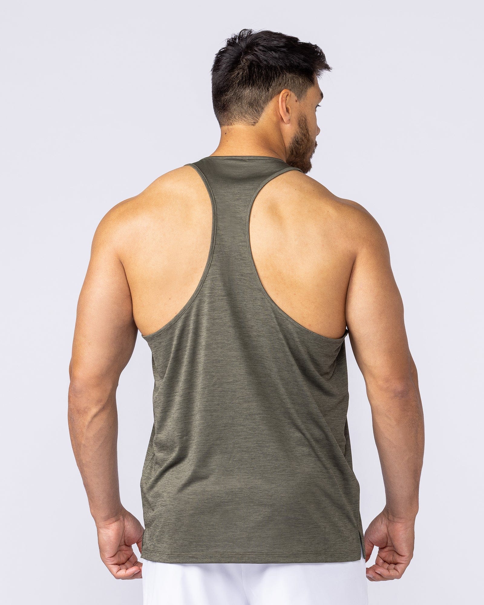 Aero Y Back Singlet Khaki - Muscle Nation men's muscle tank, view 5