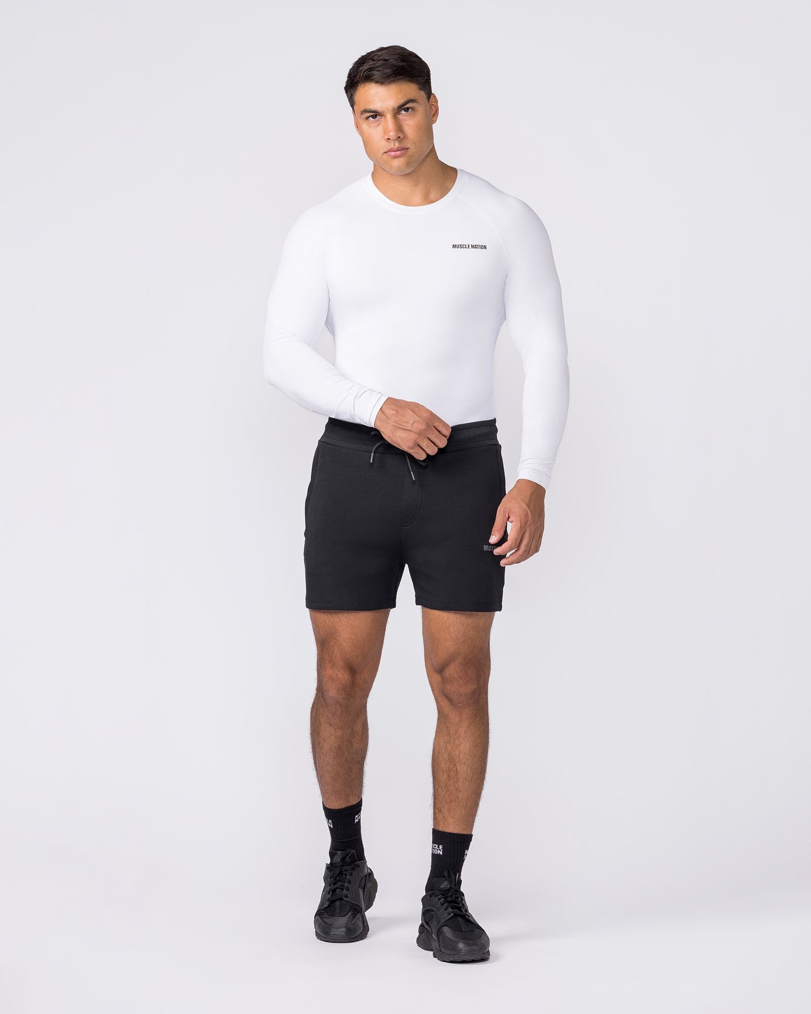 Apex Long Sleeve Tee in White - Muscle Nation men's long sleeve tee, view 6