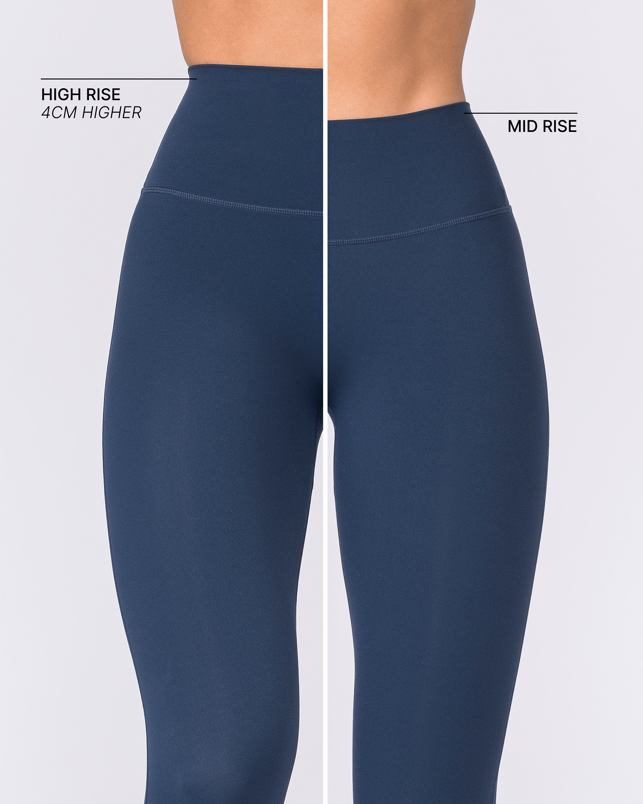 Aura Peachy High Invisible Scrunch Ankle Leggings Navy - Muscle Nation women's leggings, view 2