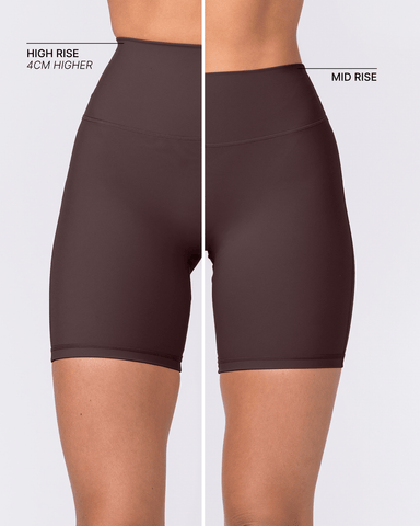 Aura Peachy High Invisible Scrunch Bike Shorts Cocoa - Muscle Nation women's bike shorts, view 2