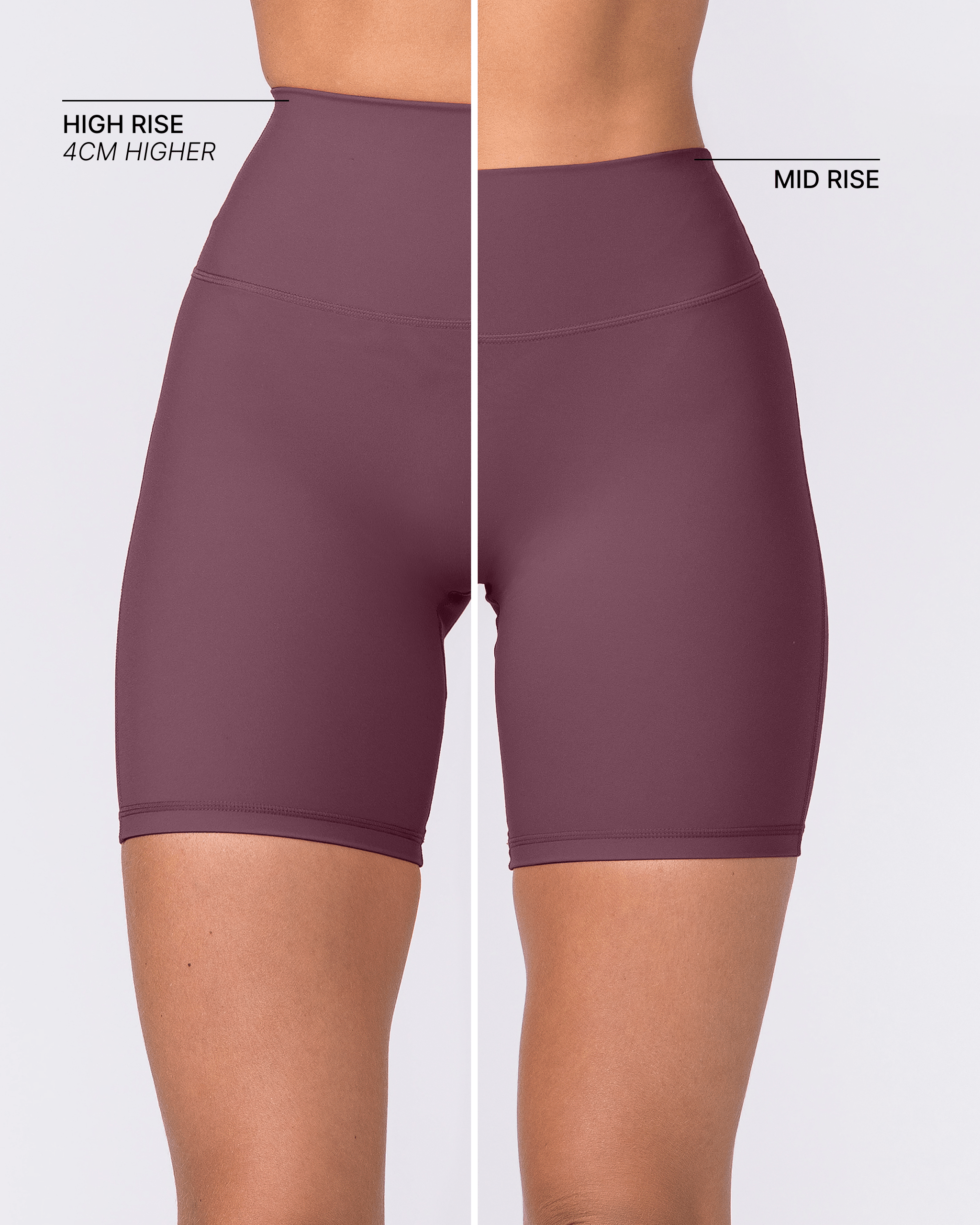 Aura Peachy High Invisible Scrunch Bike Shorts Dark Cherry - Muscle Nation women's bike shorts, view 2
