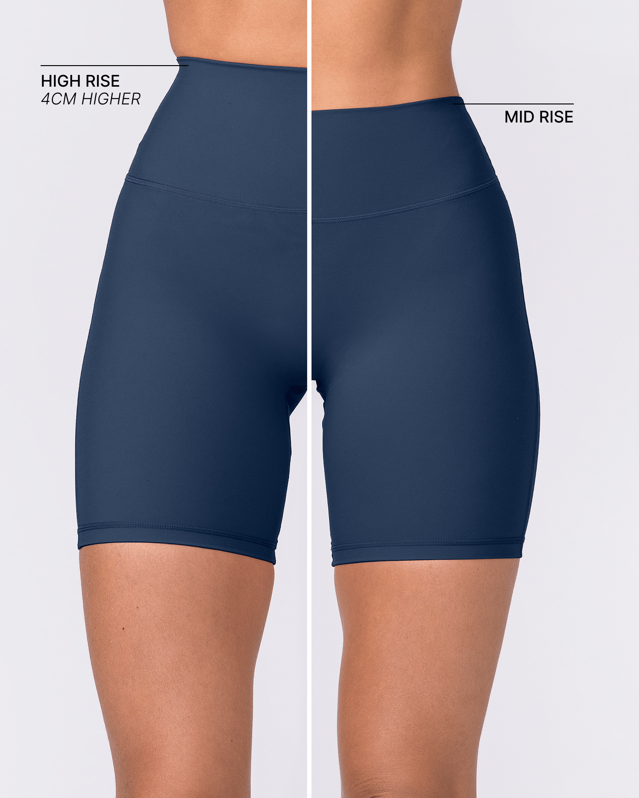 Aura Peachy High Invisible Scrunch Bike Shorts Navy - Muscle Nation women's bike shorts, view 2