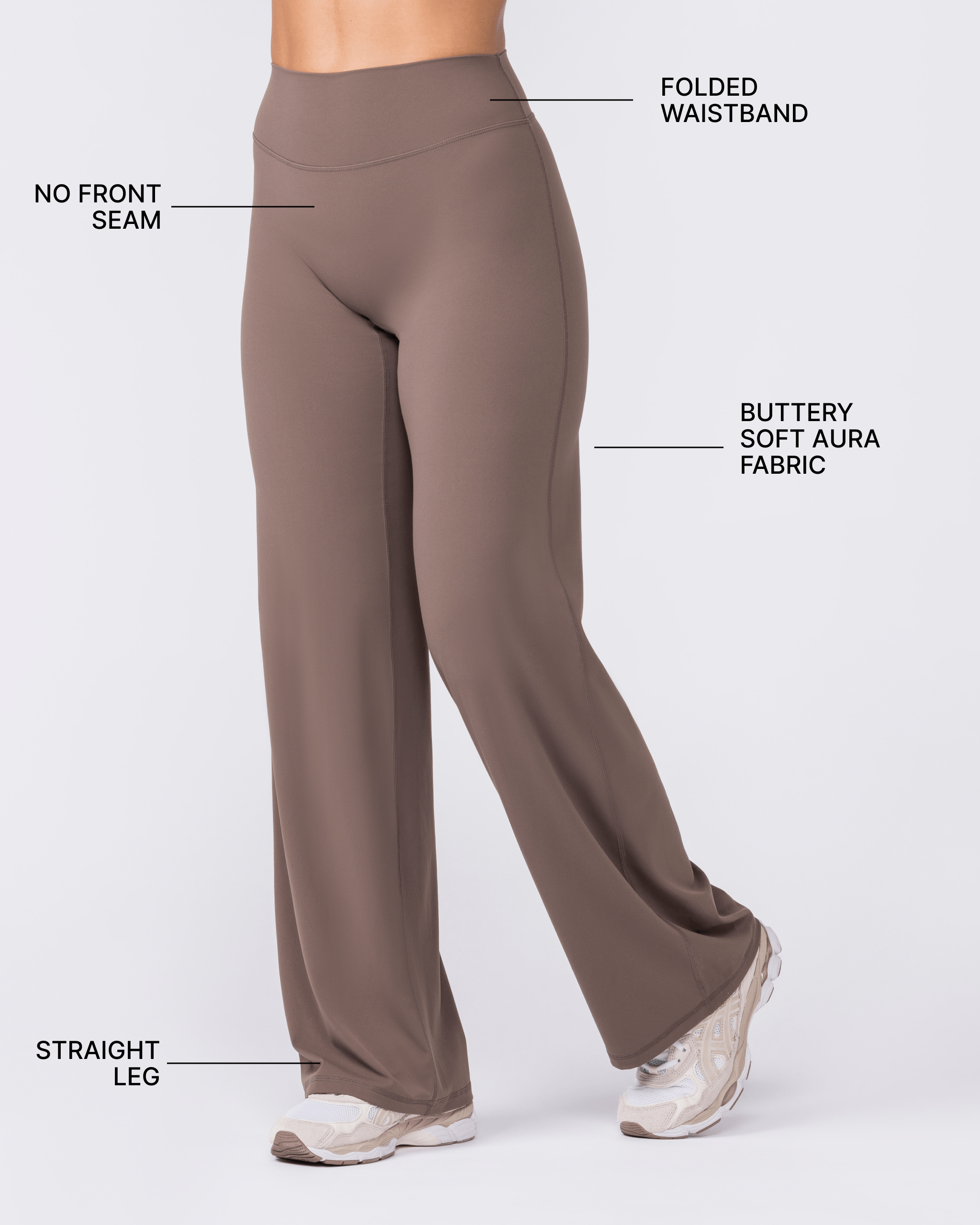 Aura Straight Leg Leggings Regular Taupe - Muscle Nation women's leggings, view 2