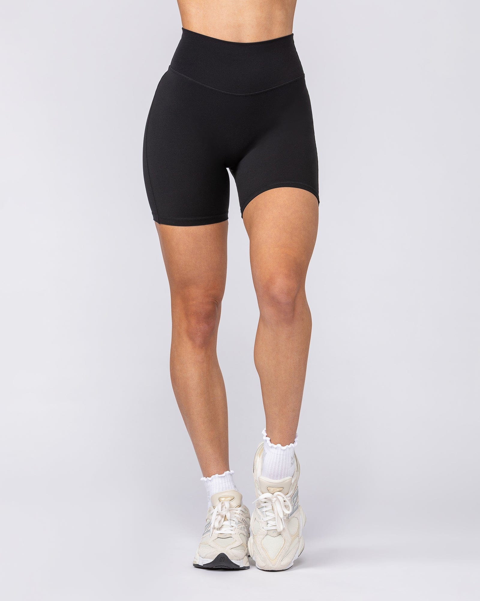 Aura Peachy Invisible Scrunch Bike Shorts Black - Muscle Nation women's bike shorts, view 2