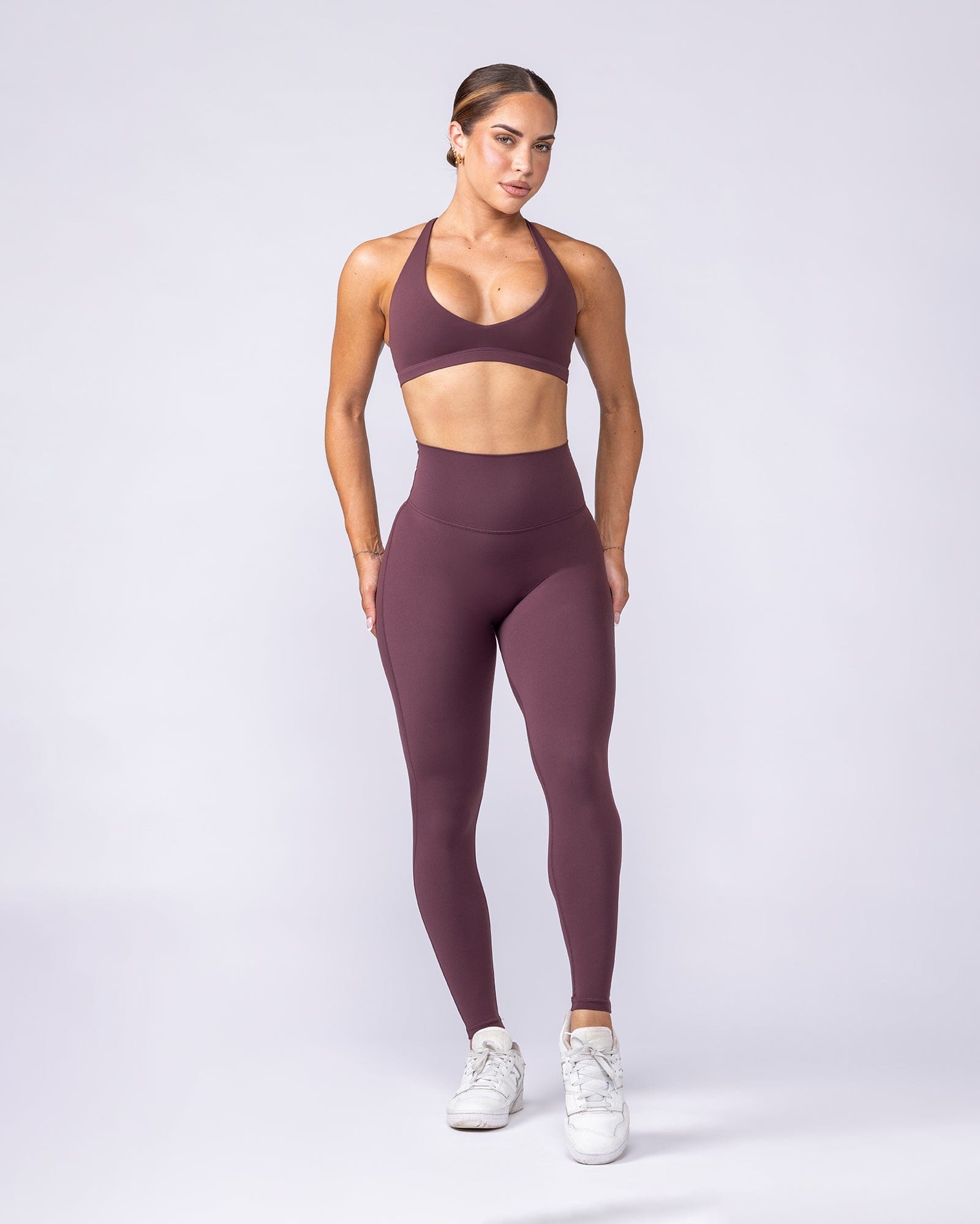 Aura Peachy High Invisible Scrunch Ankle Leggings Dark Cherry - Muscle Nation women's leggings, view 7