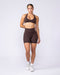 Aura Peachy High Invisible Scrunch Bike Shorts Cocoa - Muscle Nation women's bike shorts, view 7