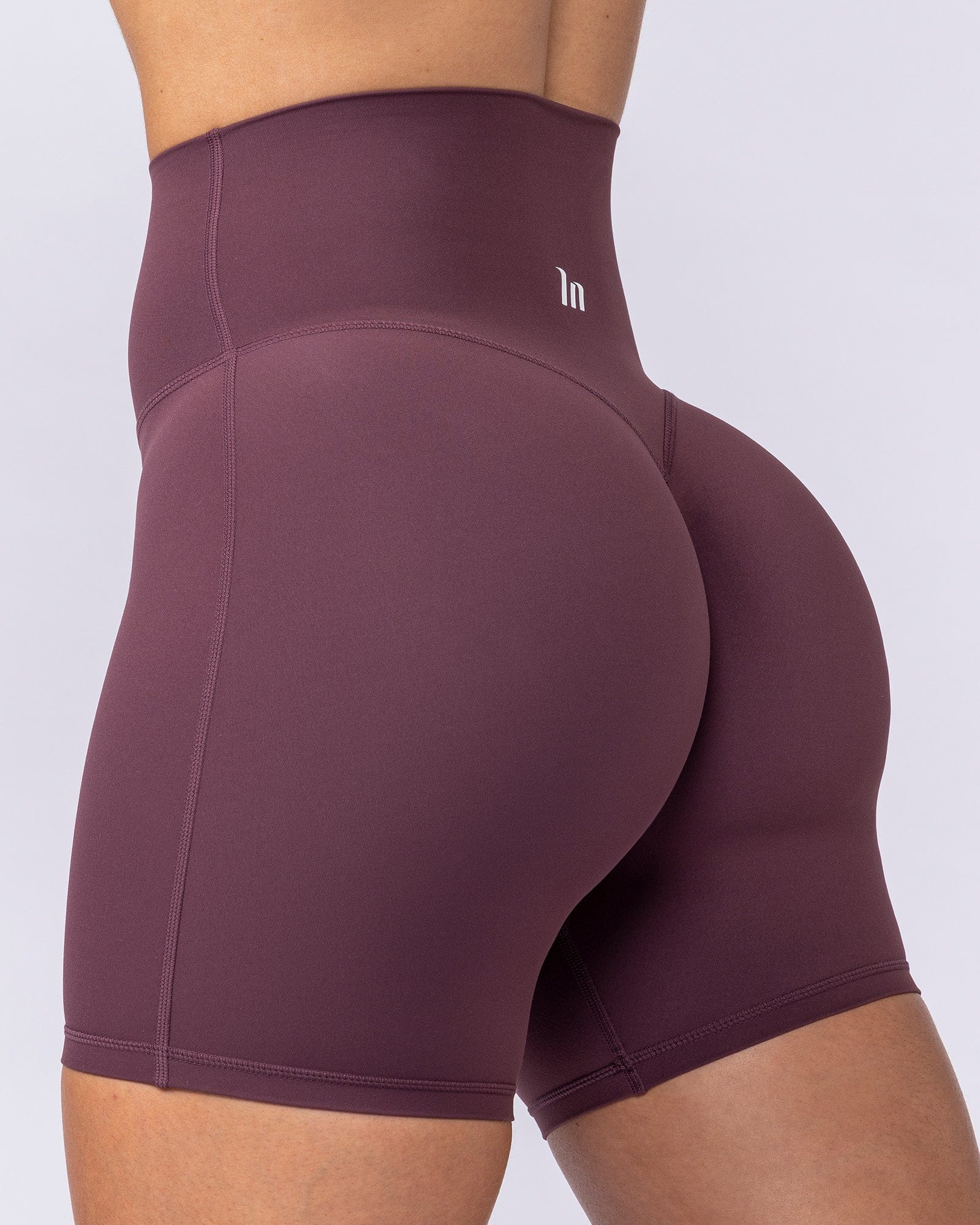 Aura Peachy High Invisible Scrunch Bike Shorts Dark Cherry - Muscle Nation women's bike shorts