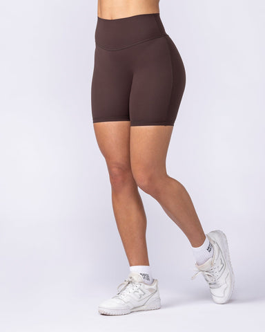 Aura Peachy Invisible Scrunch Bike Shorts Cocoa - Muscle Nation women's bike shorts, view 2