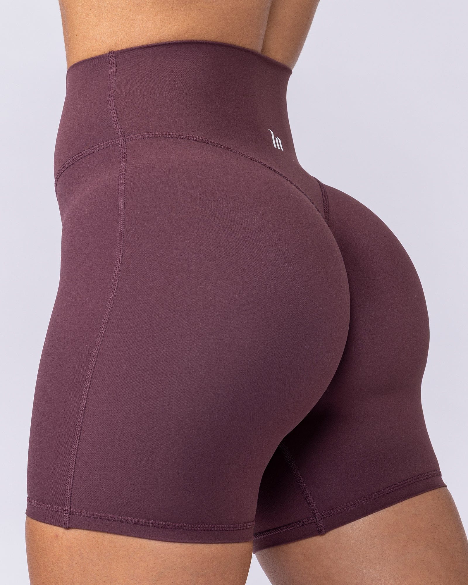 Aura Peachy Invisible Scrunch Bike Shorts Dark Cherry - Muscle Nation women's bike shorts, view 4