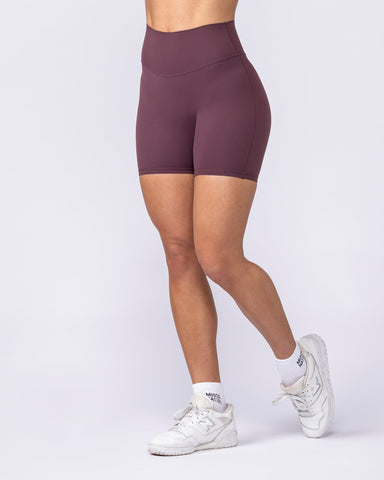 Aura Peachy Invisible Scrunch Bike Shorts Dark Cherry - Muscle Nation women's bike shorts, view 2