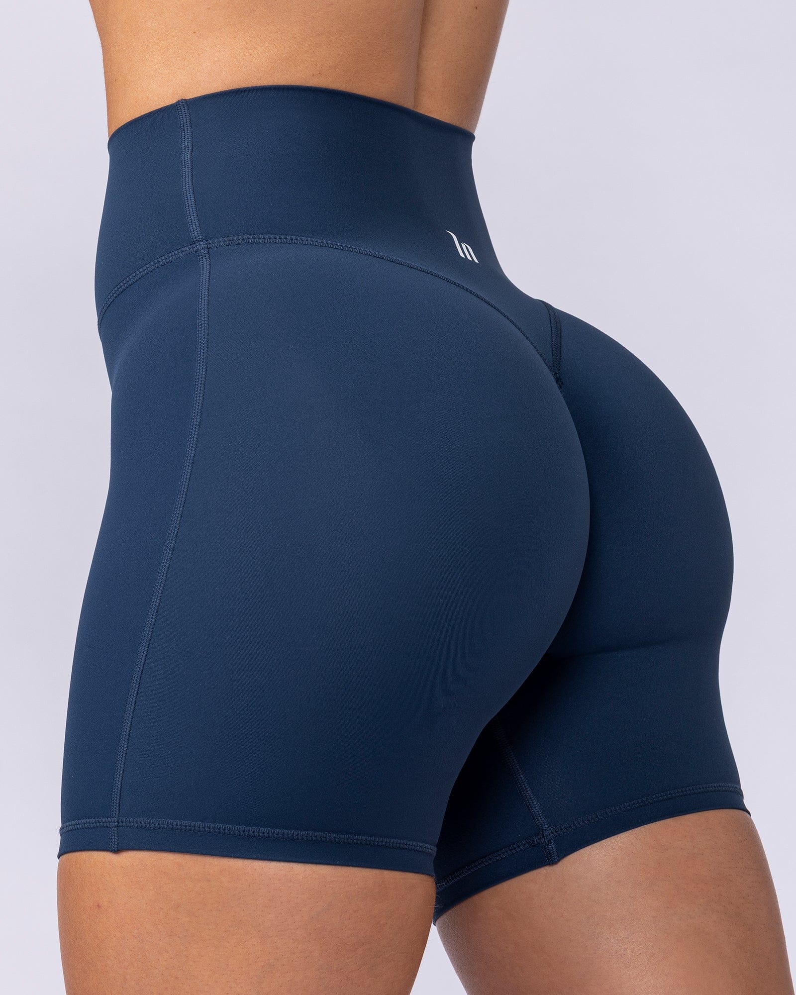 Aura Peachy Invisible Scrunch Bike Shorts Navy - Muscle Nation women's bike shorts, view 4