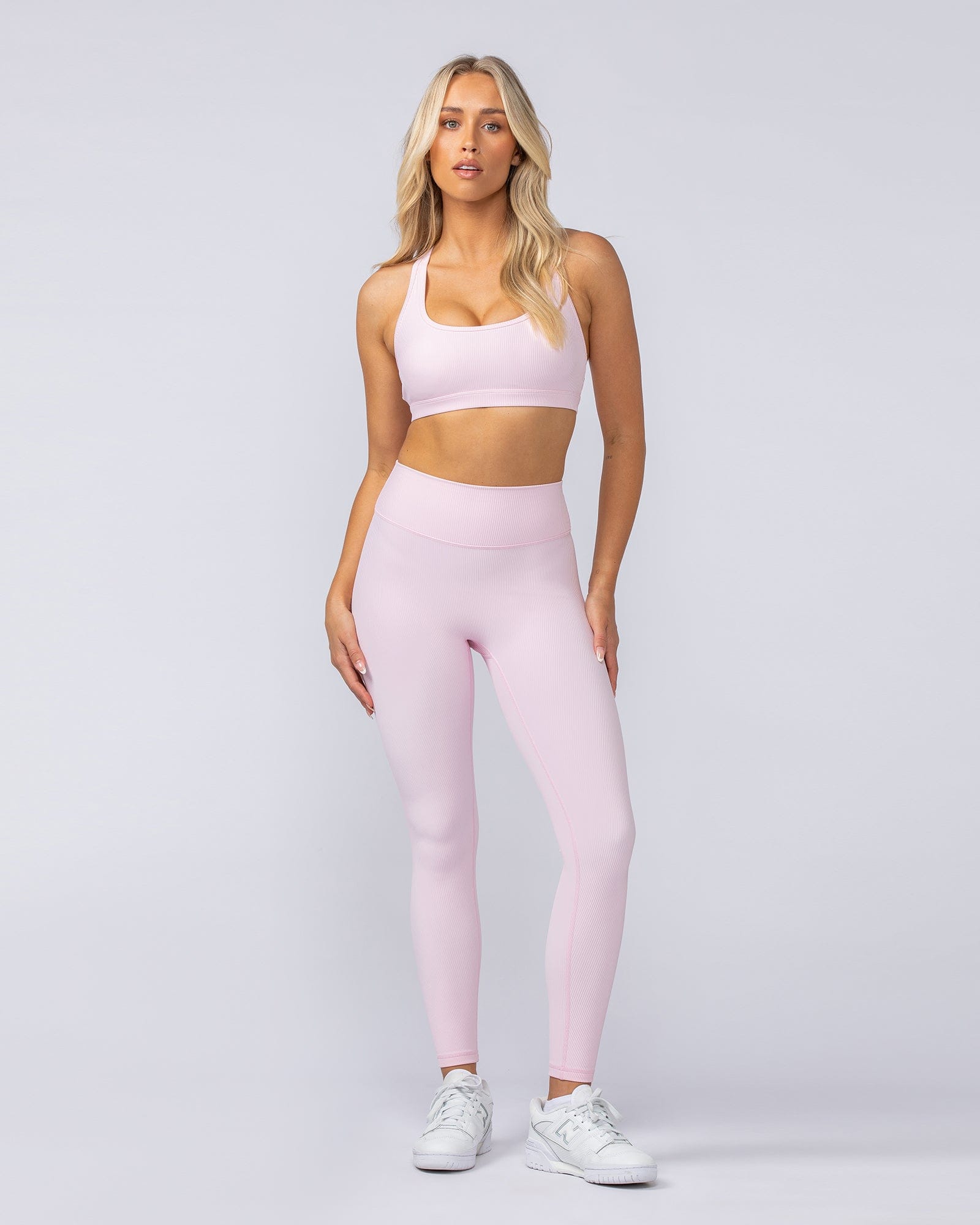 Zero Rise Rib Ankle Length Leggings Baby Pink - Muscle Nation women's leggings, view 6