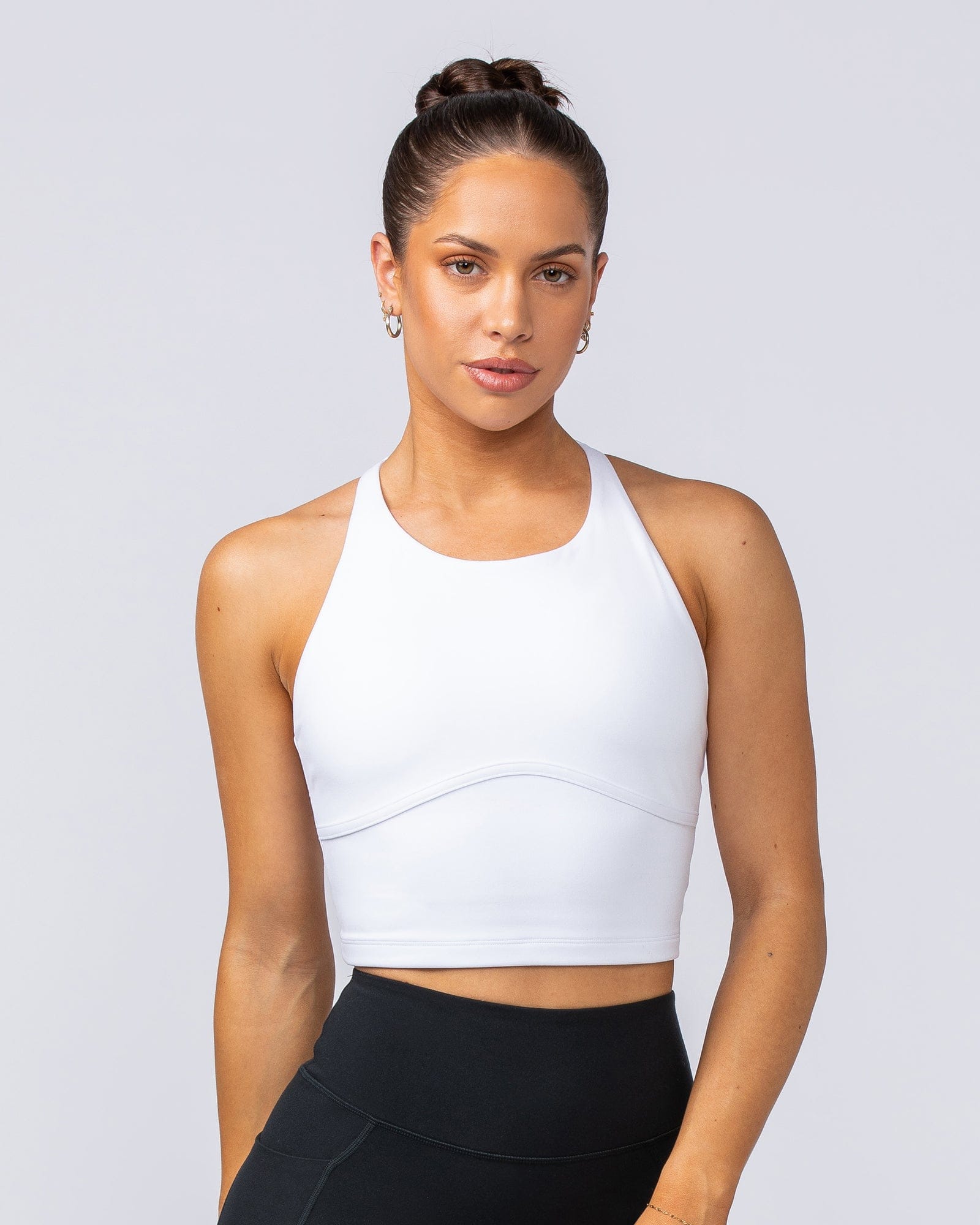 Limitless Cropped Active Tank White - Muscle Nation women's tank top, view 2