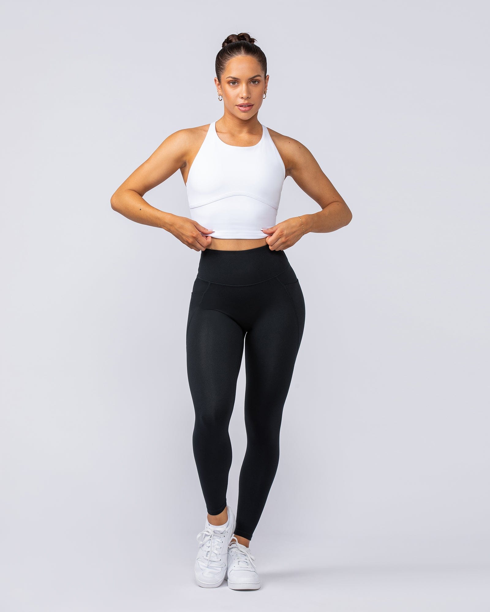 Limitless Cropped Active Tank White - Muscle Nation women's tank top, view 6