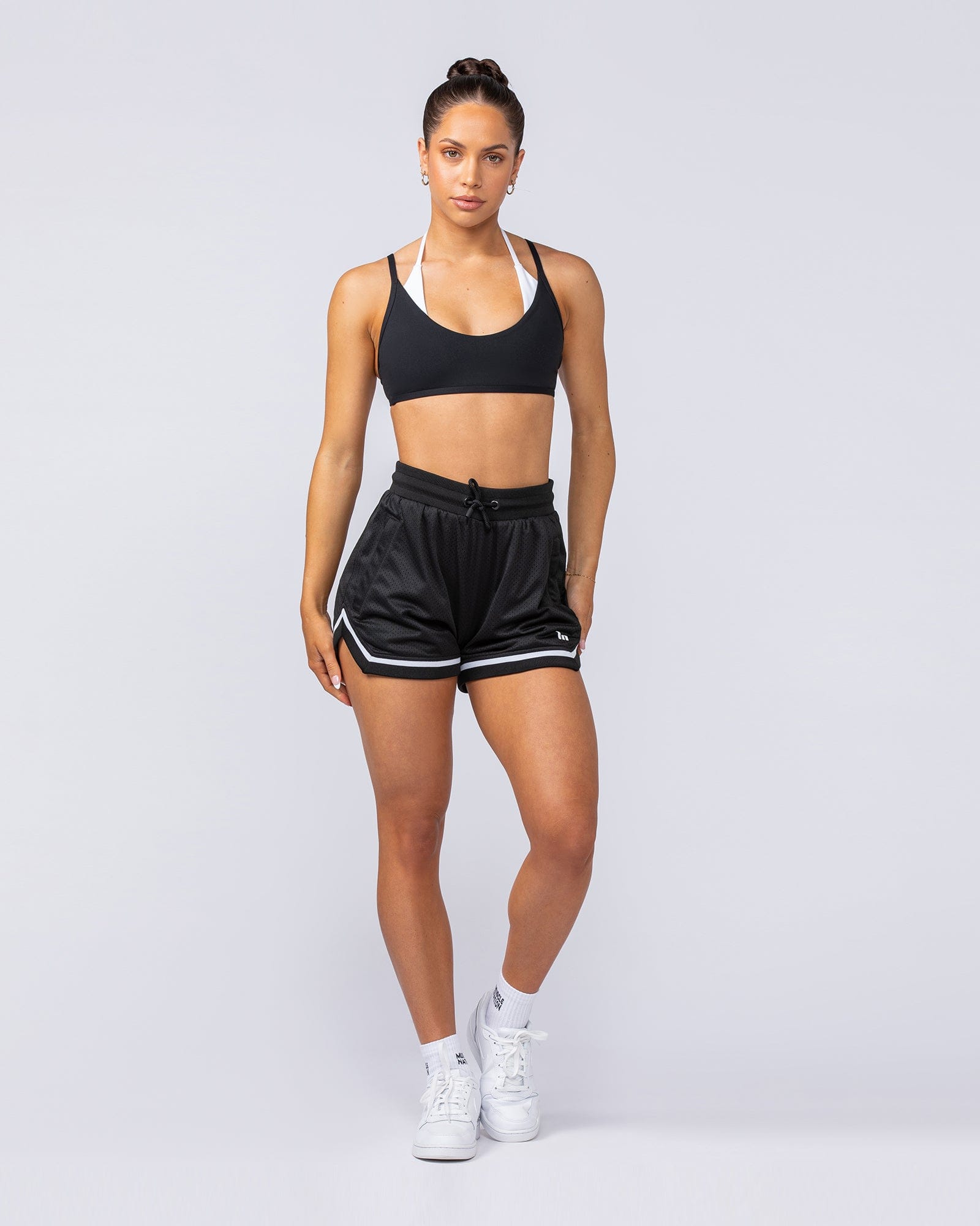 Womens 3" Basketball Shorts Black - Muscle Nation women's gym shorts, view 6