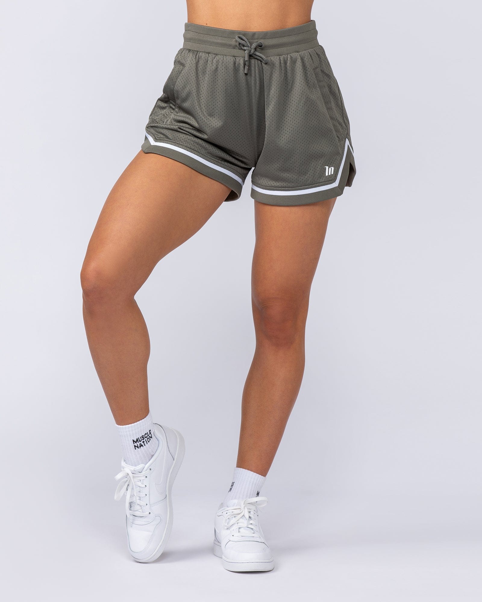 Womens 3" Basketball Shorts Ivy - Muscle Nation women's gym shorts, view 2