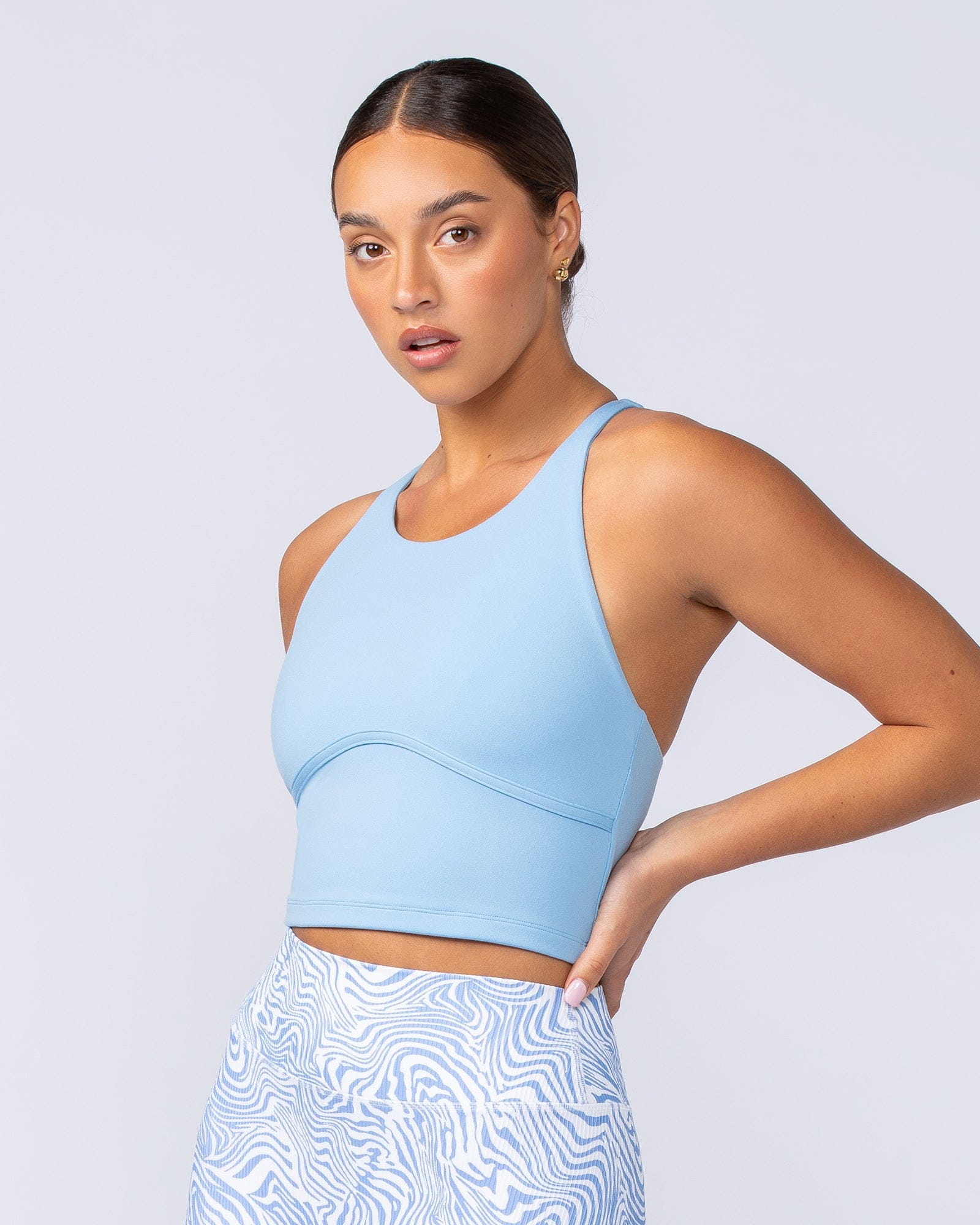 Limitless Cropped Active Tank Pacific Blue - Muscle Nation women's tank top, view 3