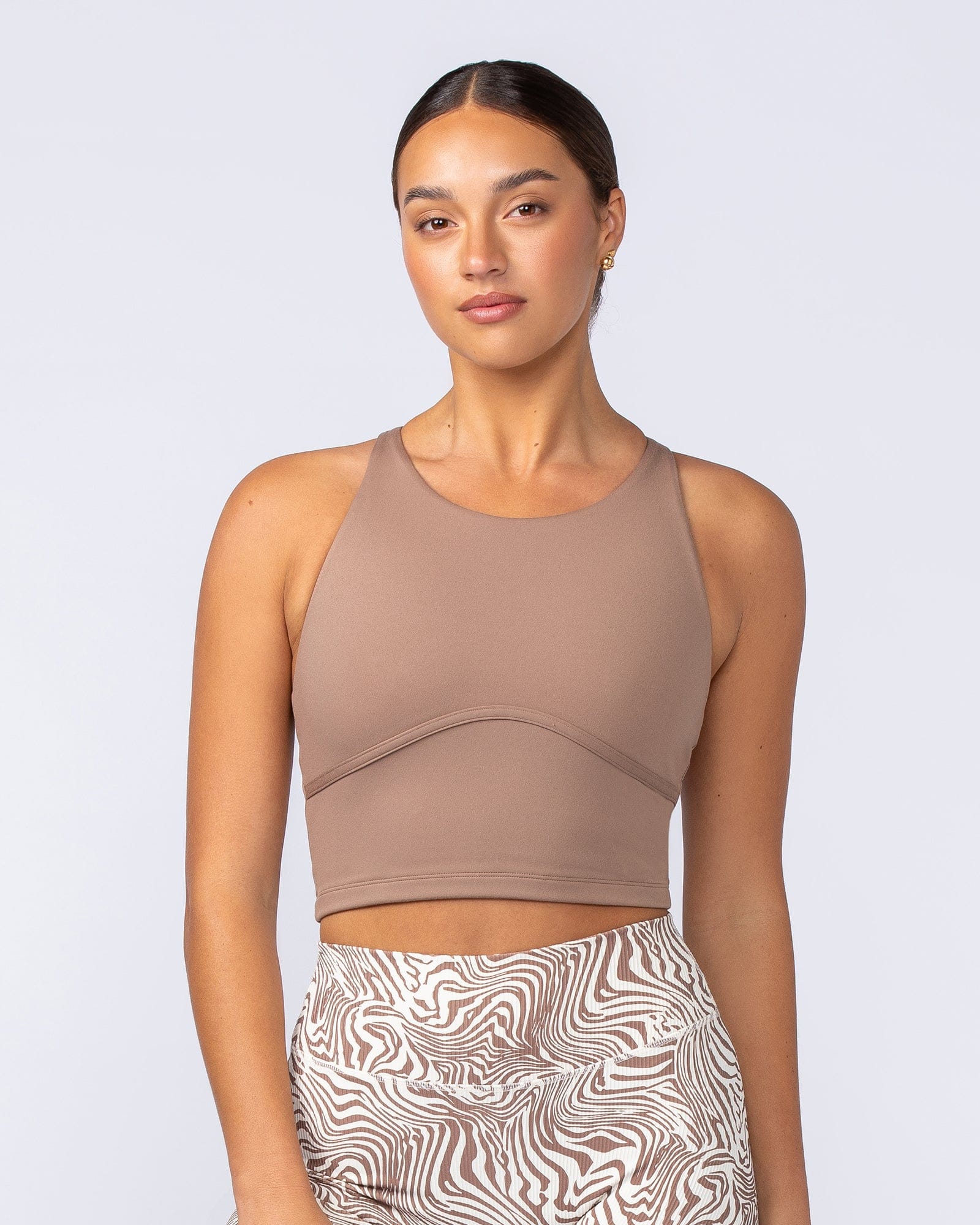 Limitless Cropped Active Tank Cinnamon - Muscle Nation women's tank top, view 3