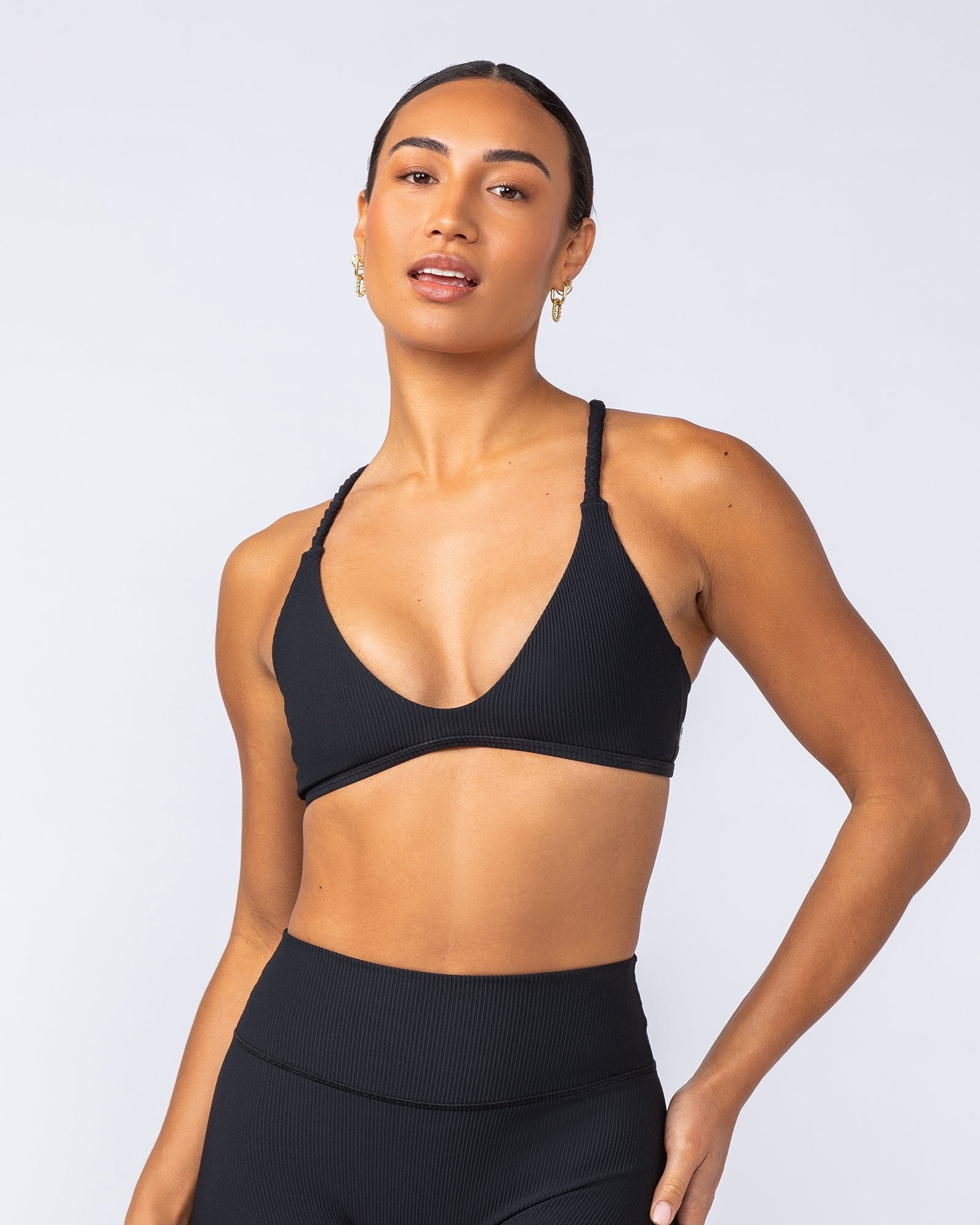 Breeze Rib Bralette Black - Muscle Nation women's bralette, view 3