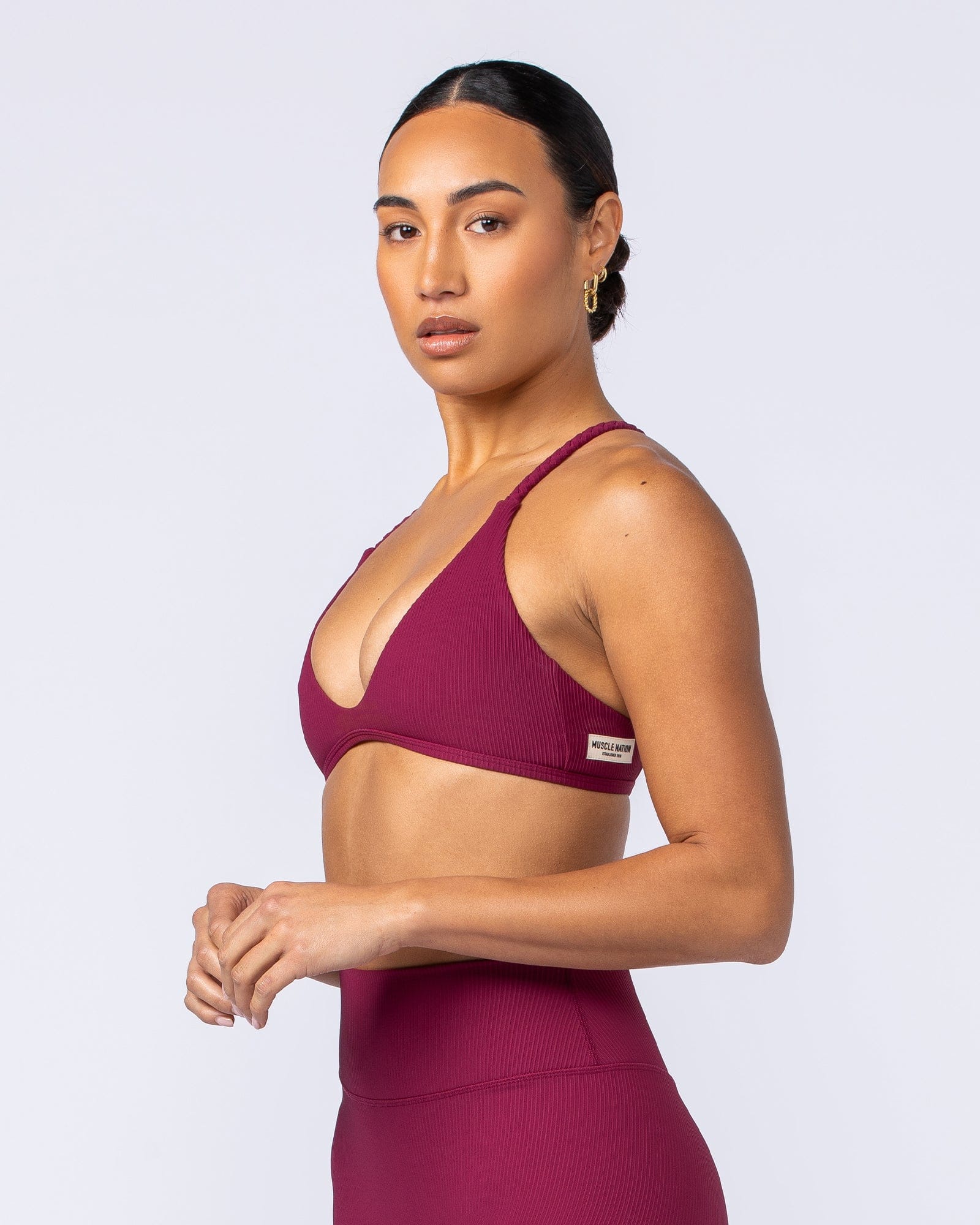 Breeze Rib Bralette Rose Bud - Muscle Nation women's bralette, view 4
