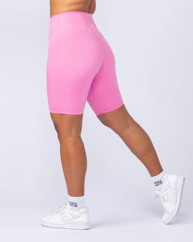 Zero Rise Everyday Referee Length Shorts Hollywood Pink - Muscle Nation women's gym shorts, view 2