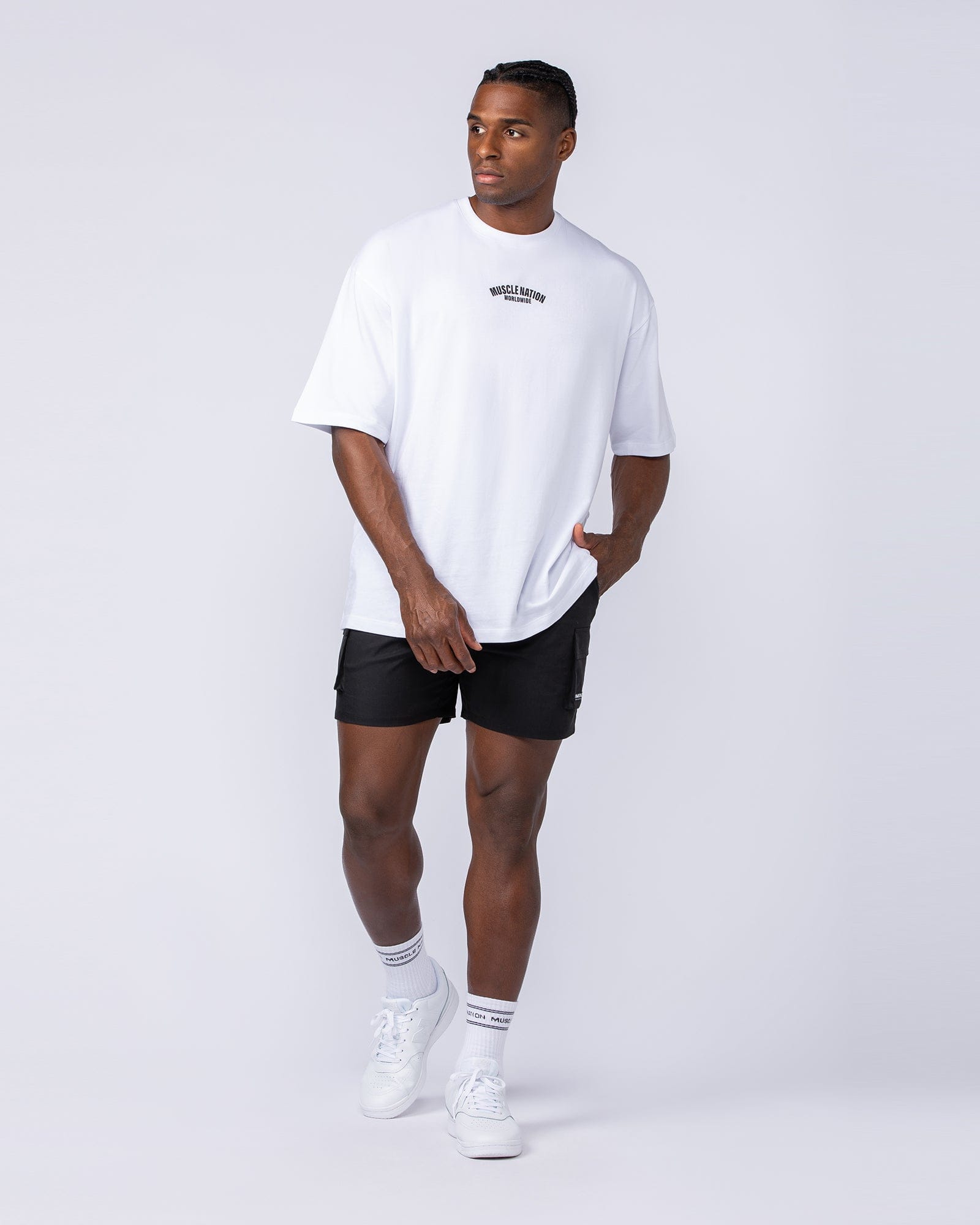Daily Cargo 5" Shorts Black - Muscle Nation men's cargo shorts, view 6