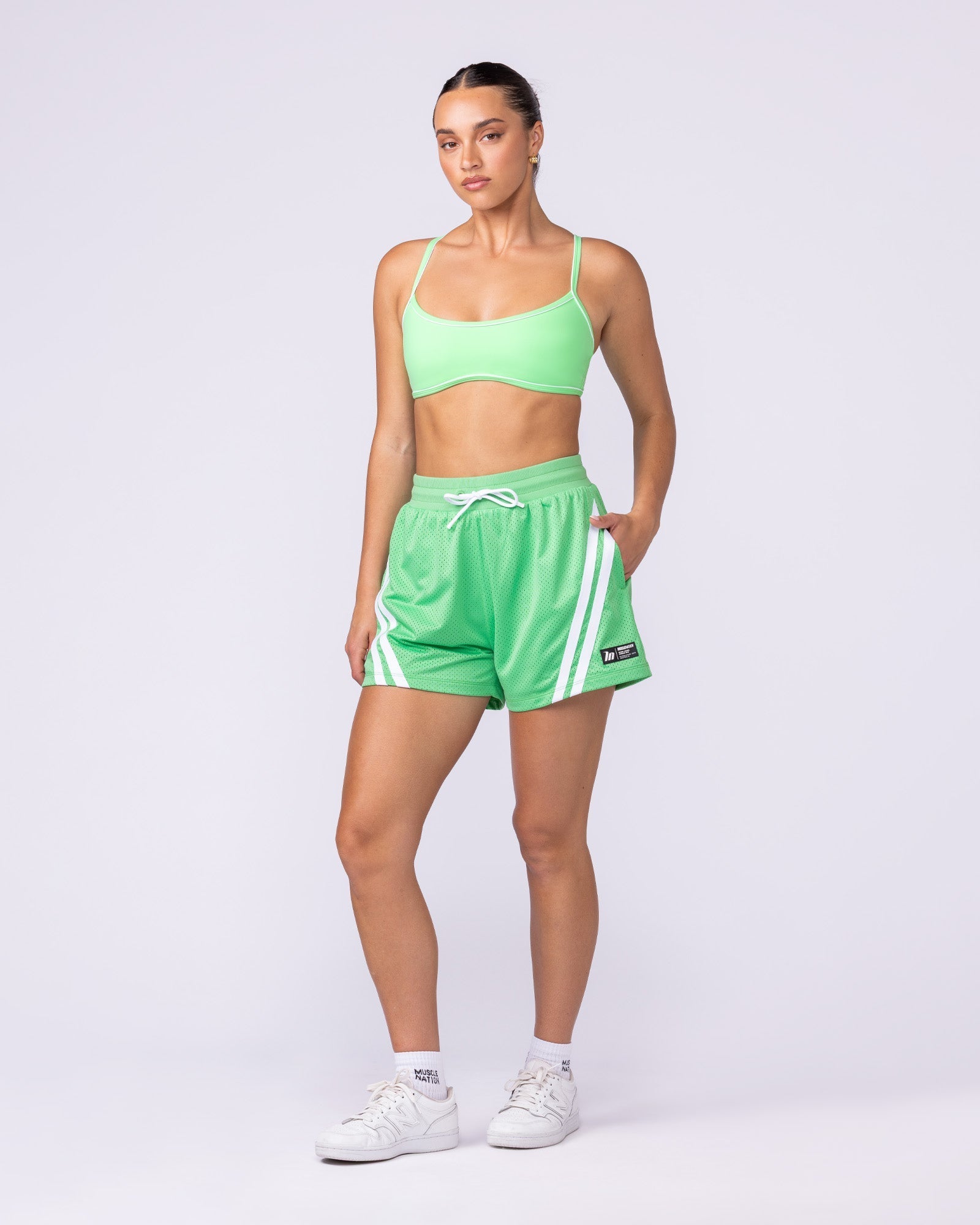 Baller 3" Shorts Neon Apple - Muscle Nation women's gym shorts, view 5