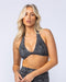 Halter Rib Bralette Black Zebra - Muscle Nation women's bralette, view 2