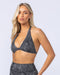 Halter Rib Bralette Black Zebra - Muscle Nation women's bralette, view 4