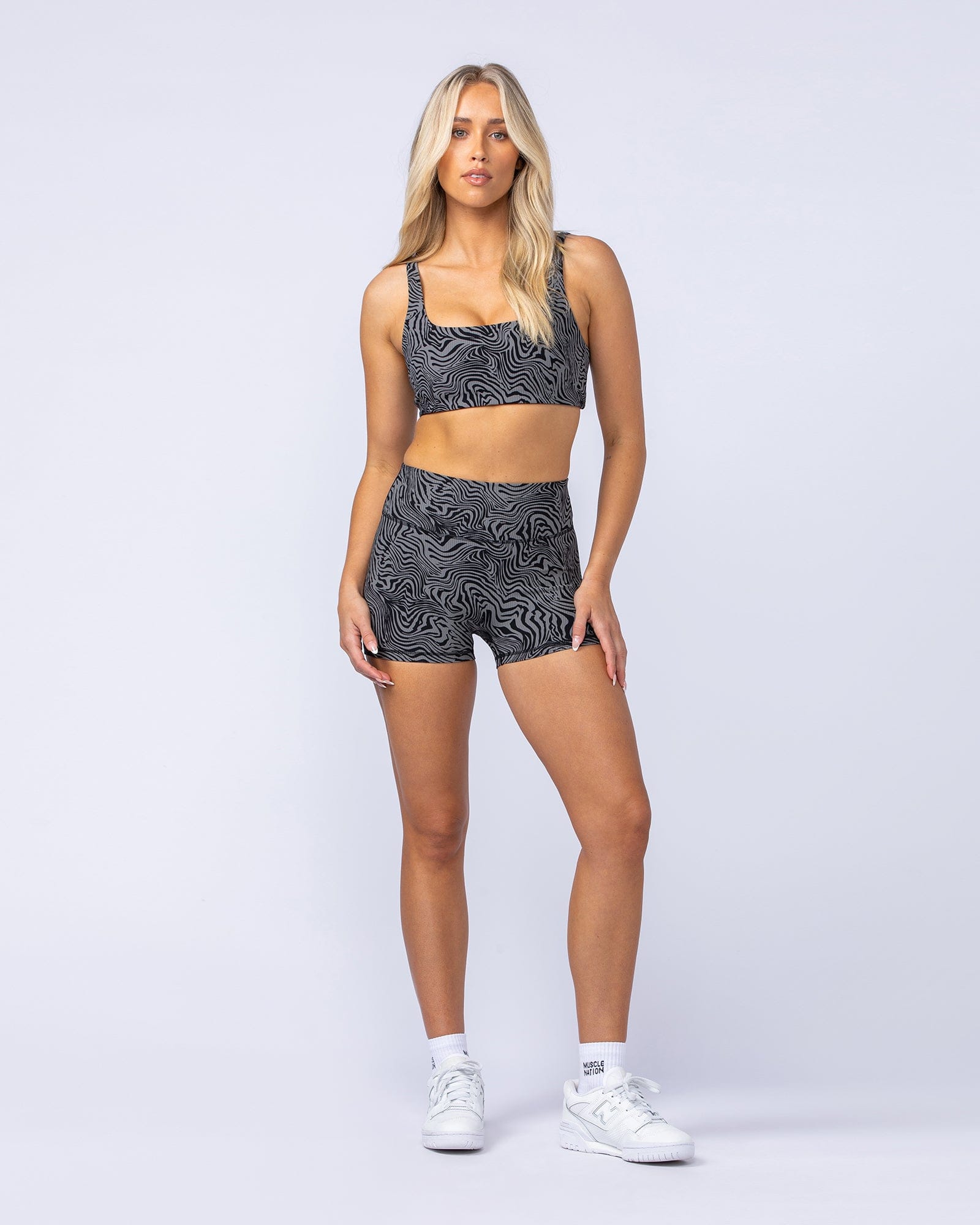 Fundamental Zebra Rib Bra Black Zebra - Muscle Nation women's sports bra, view 6