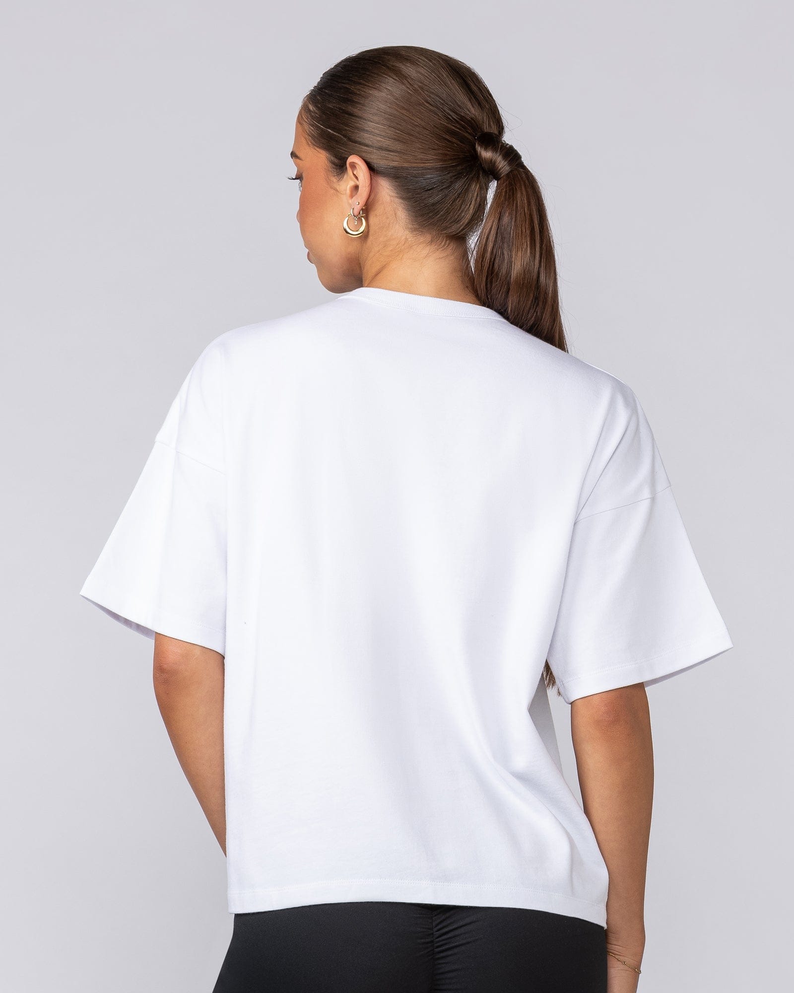 Boxy Fit Tee White - Muscle Nation women's gym tee, view 4