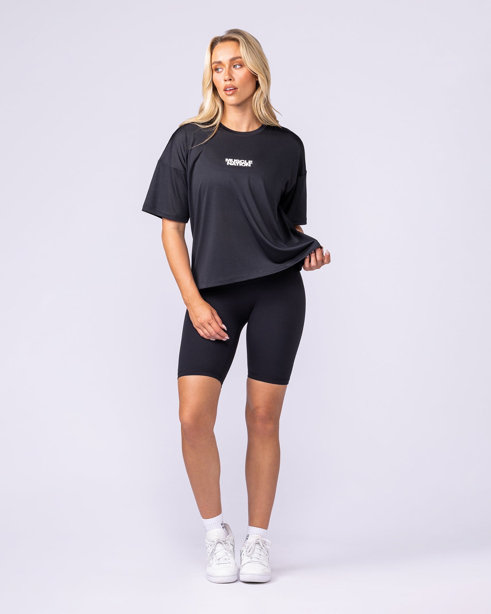 Boxy Training Tee Black - Muscle Nation women's gym tee, view 6