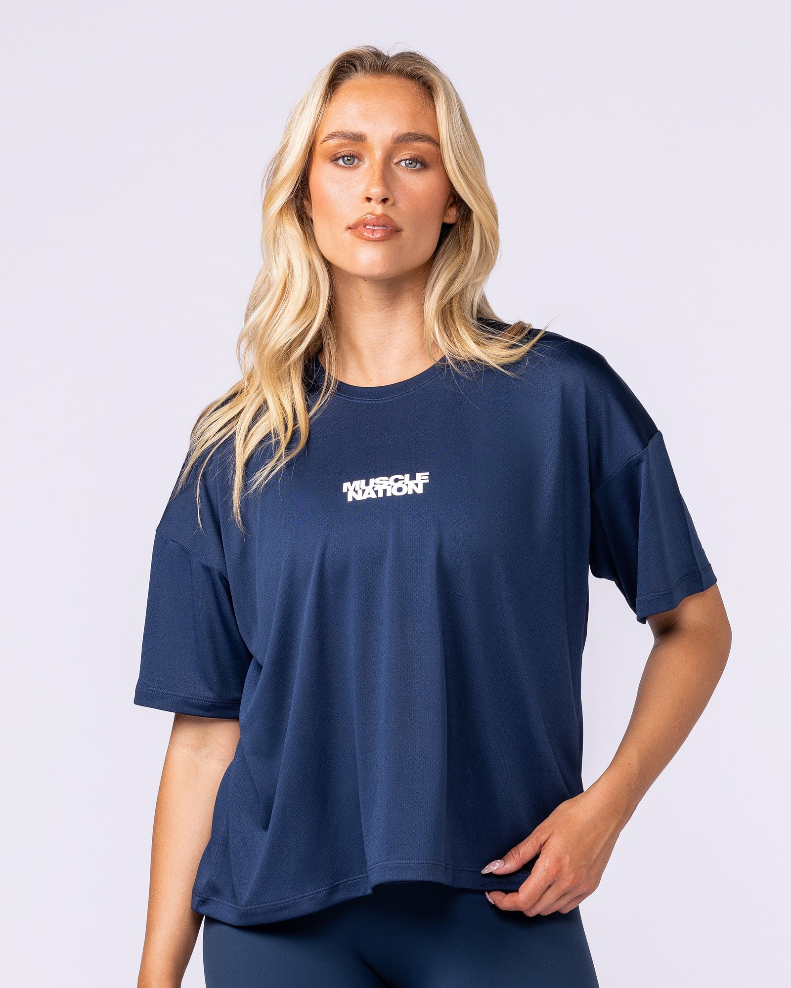 Boxy Training Tee Navy - Muscle Nation women's gym tee